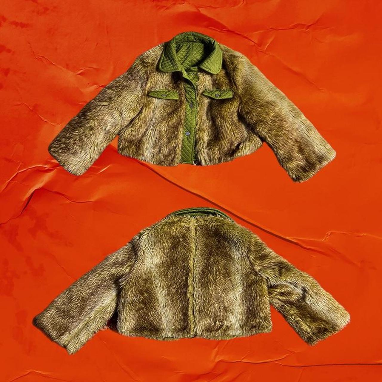 Women's Green and Gold Coat Depop