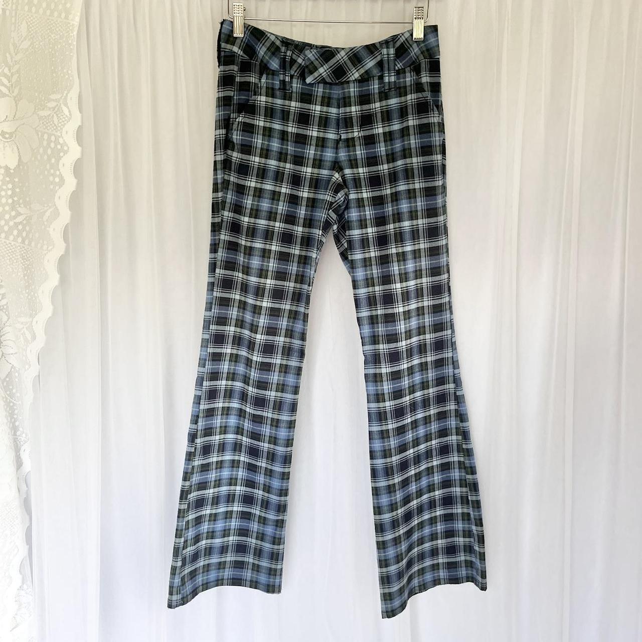 Vintage plaid flared pants. Gorgeous 90’s low rise... - Depop