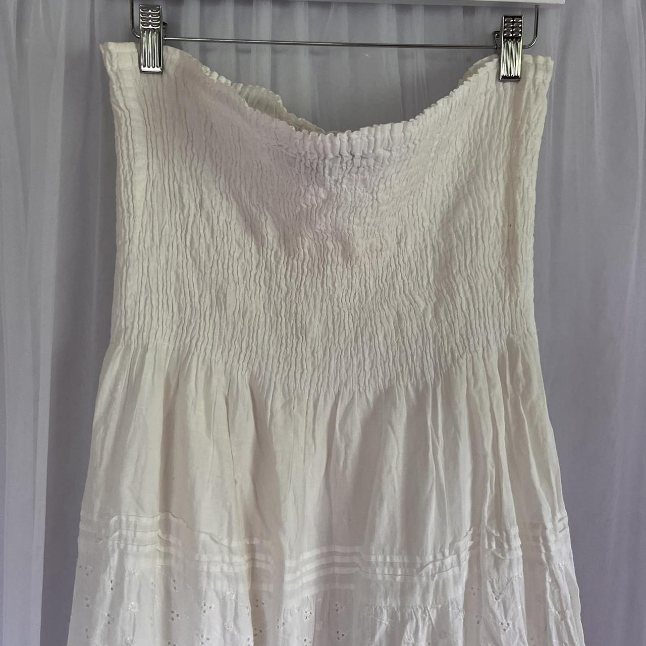 Vintage tiered maxi dress. White tiered maxi dress... - Depop