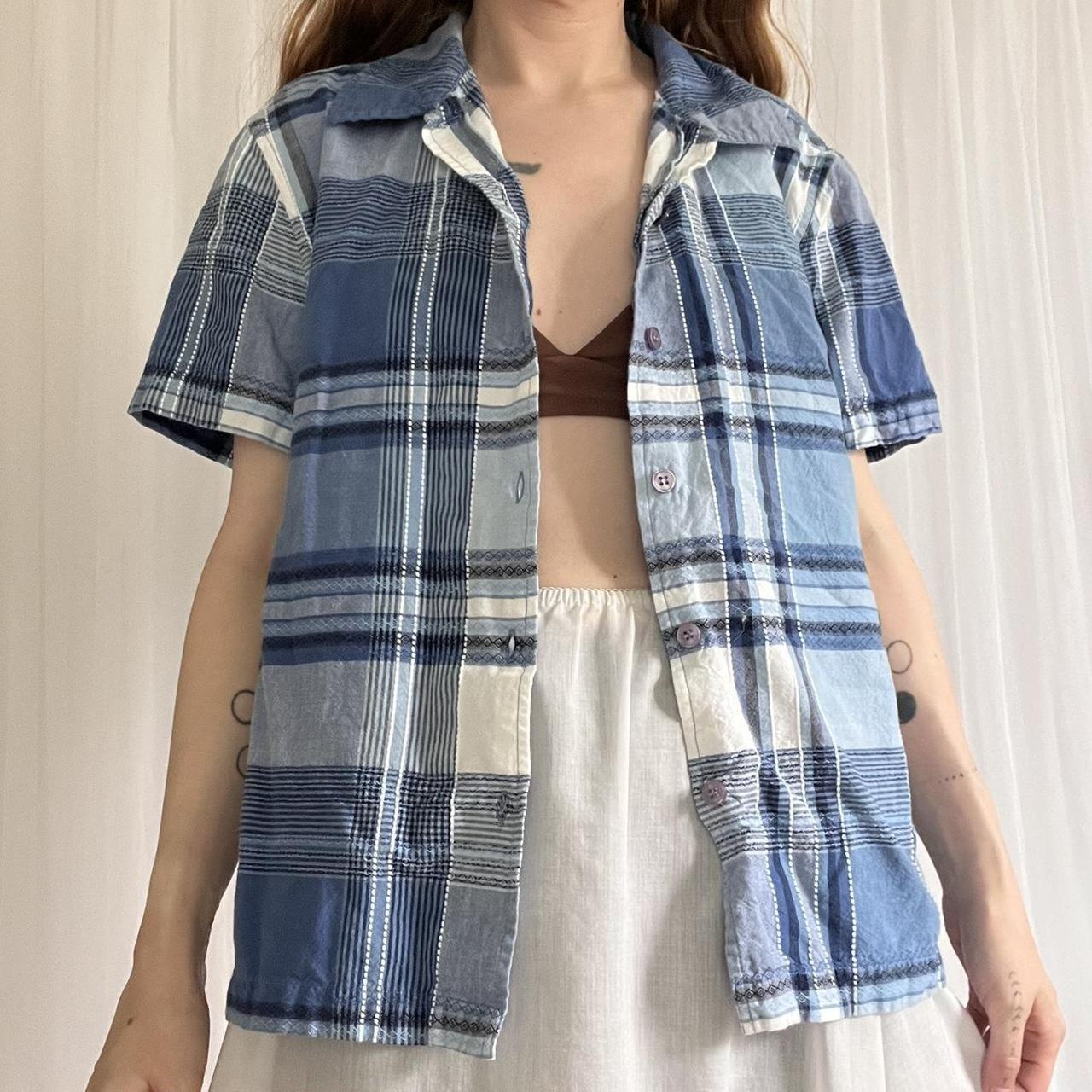 Women's Shirt - Blue - L – Vintage 90’s plaid shi… - image 1