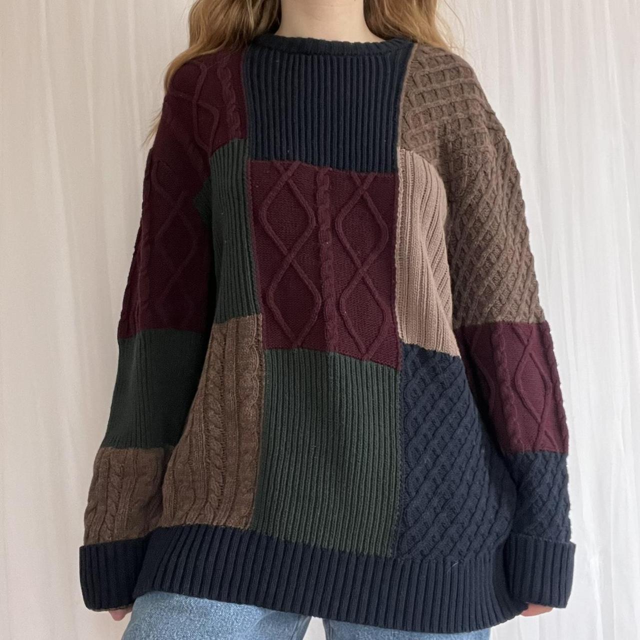 Men's Sweater - Multi - L – Patchwork multicolor … - image 1