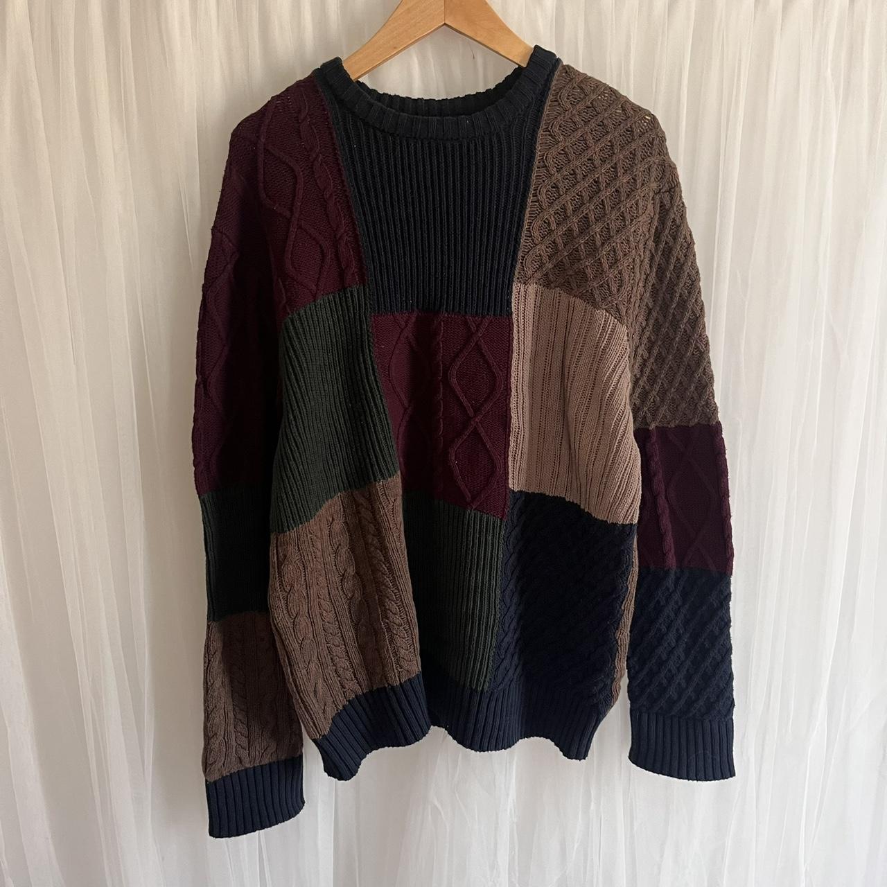 Men's Sweater - Multi - L – Patchwork multicolor … - image 2