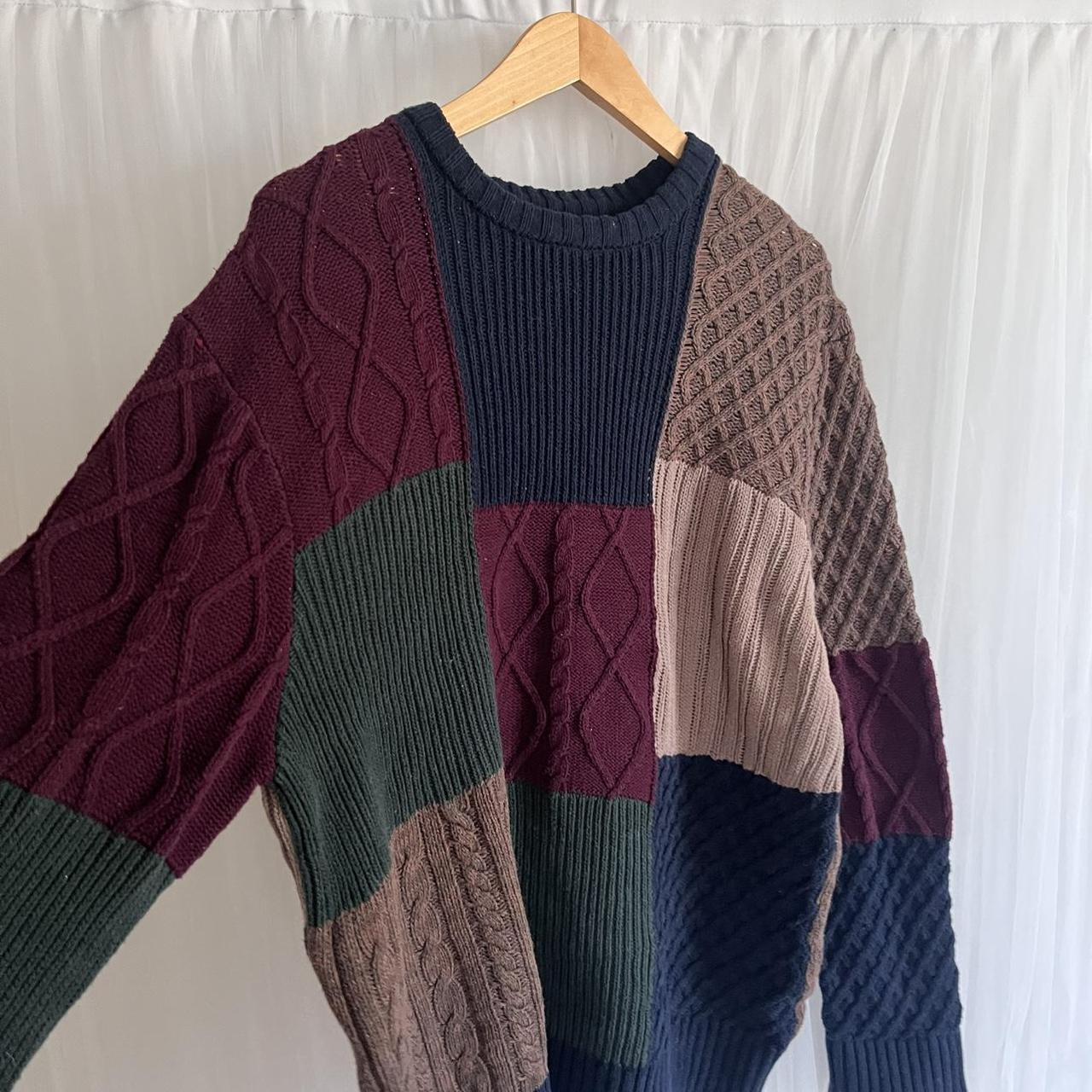 Men's Sweater - Multi - L – Patchwork multicolor … - image 4