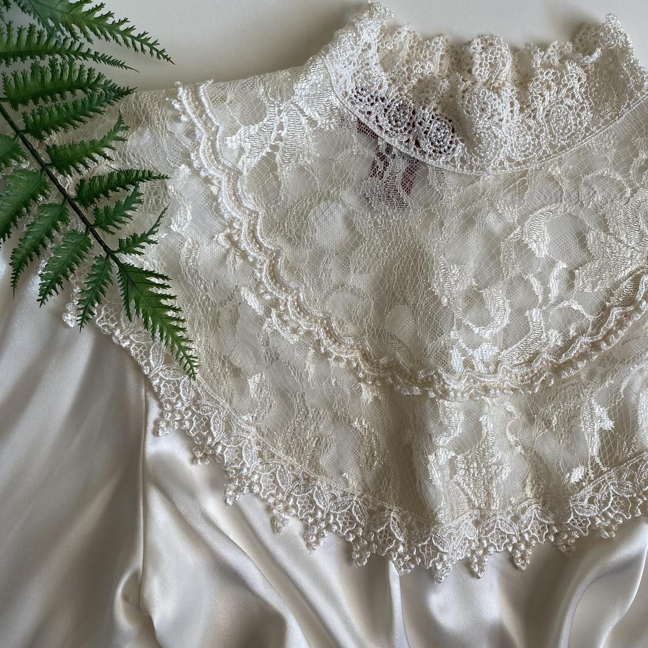 Vintage white satin & lace blouse Brand:... - Depop