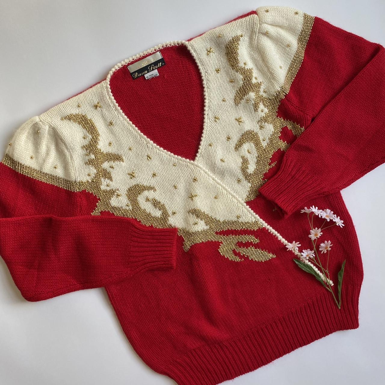 Dana Scott vintage red and gold sweater size outlet small