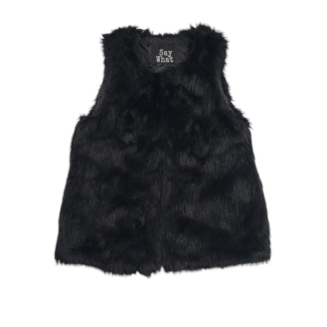 Black fuzzy vest best sale