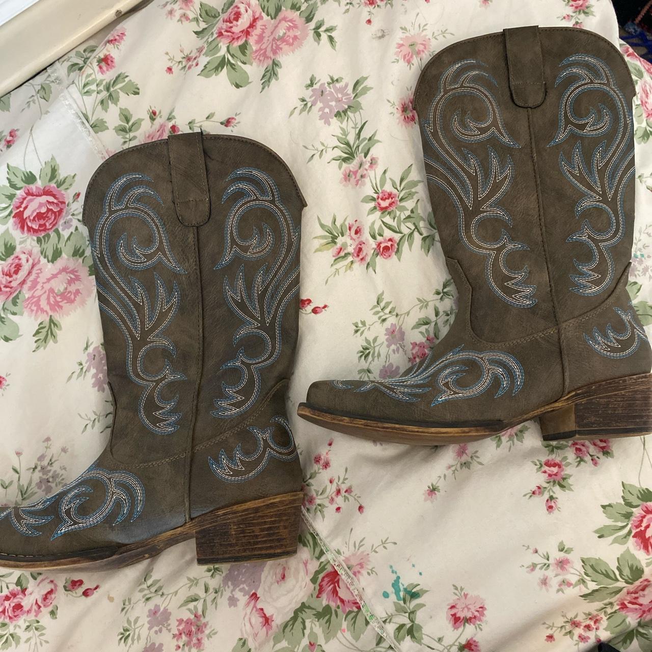 Blue and brown cowboy boots Depop