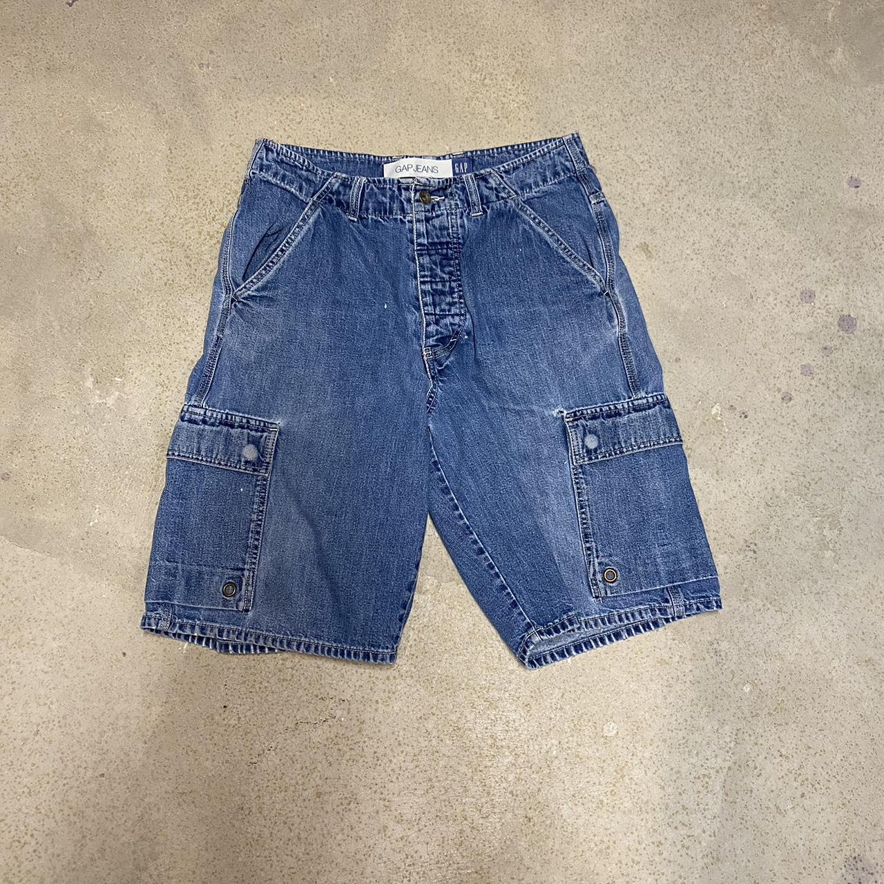 -Vintage Gap cargo jorts -color dark wash -size... - Depop