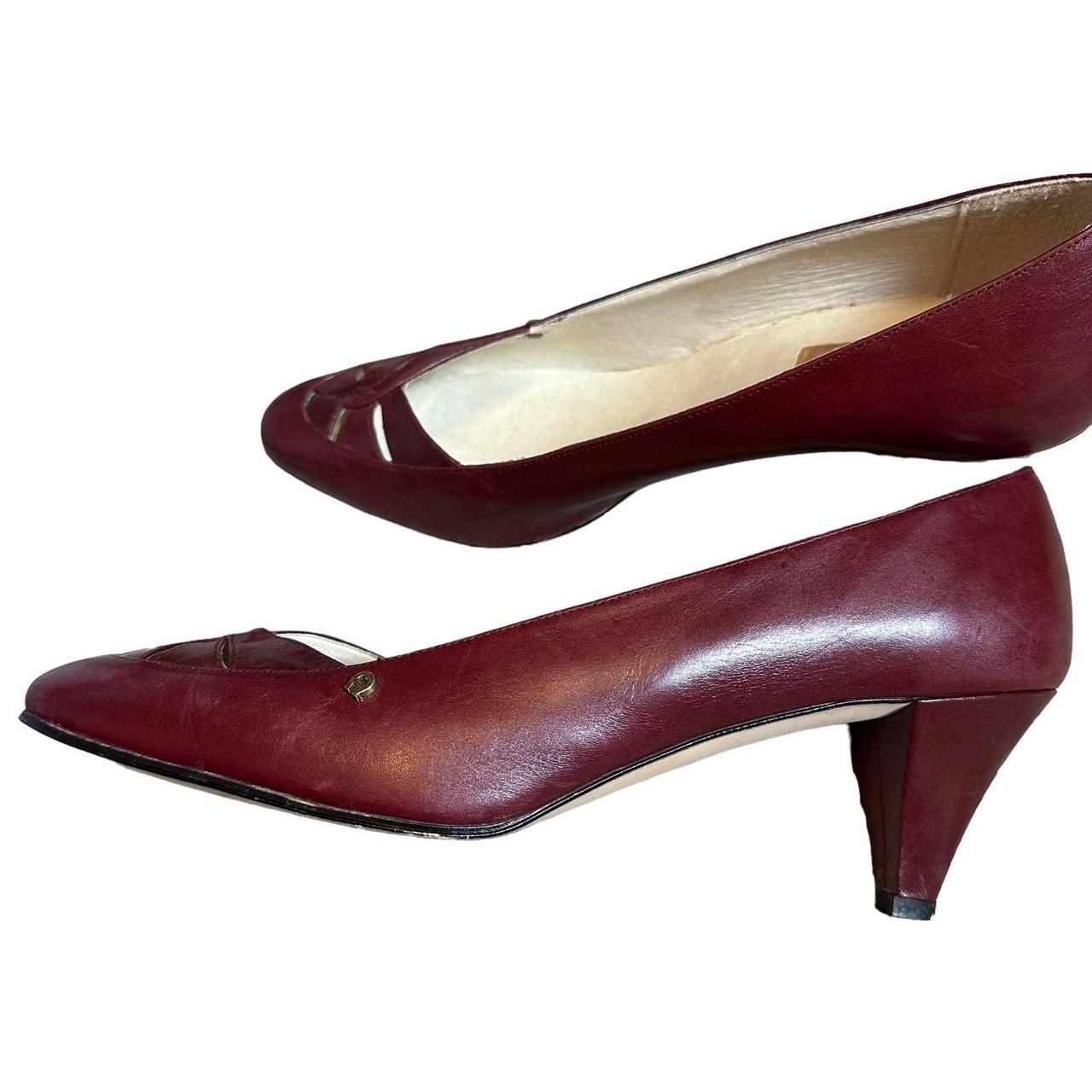 Vintage Etienne Aigner Burgundy Leather Pump Shoe Depop