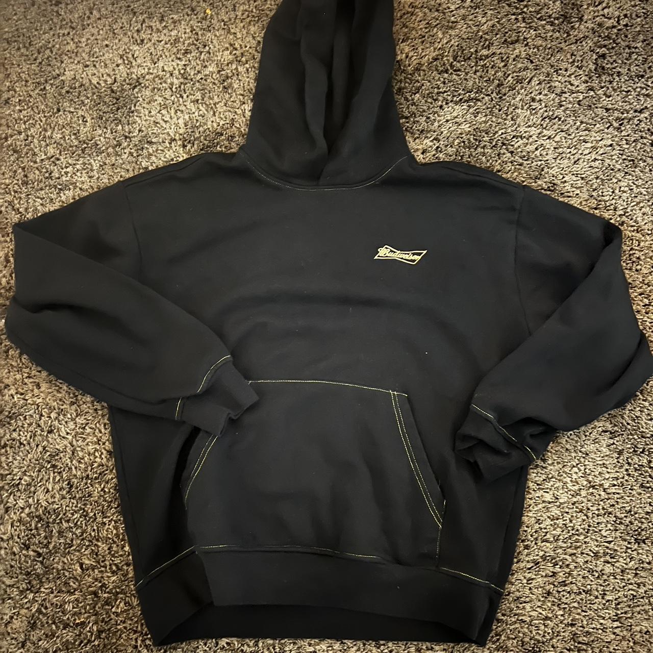 Embroidered Budweiser black hoodie size medium-large... - Depop