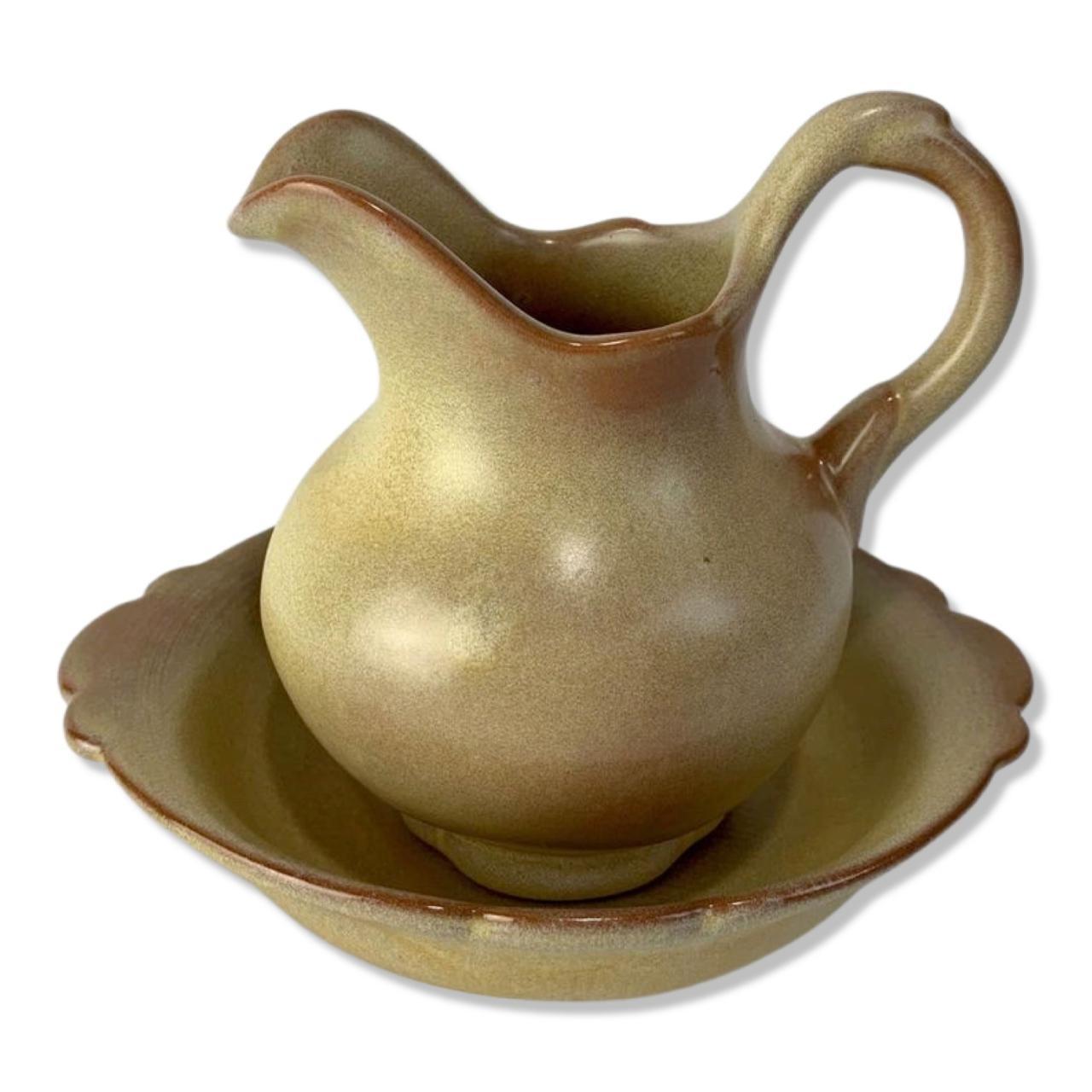 Frankoma 40A & 40B Pottery Pitcher & Bowl Set... Depop