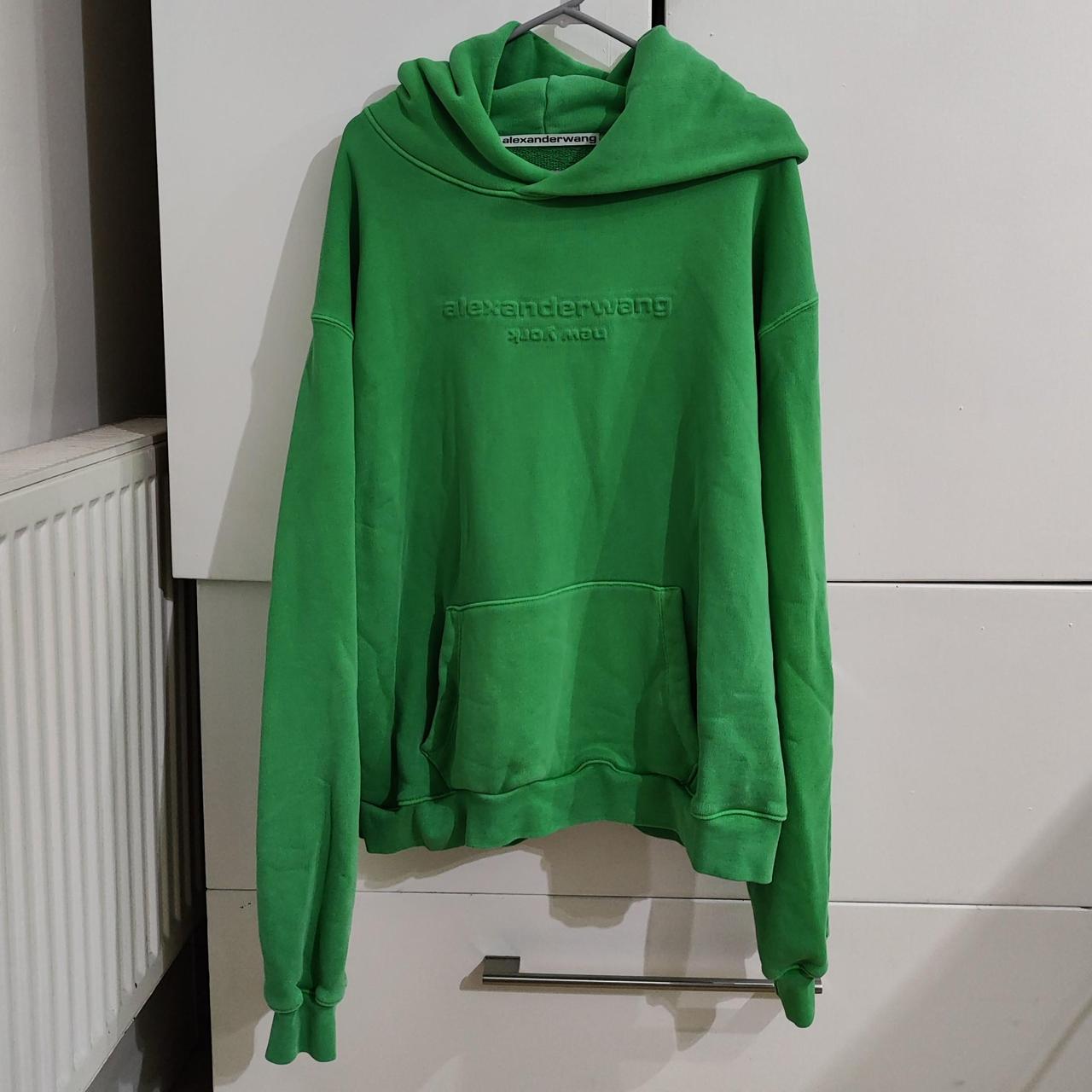 Alexander Wang Embossed Green Hoodie Size L 100 Depop