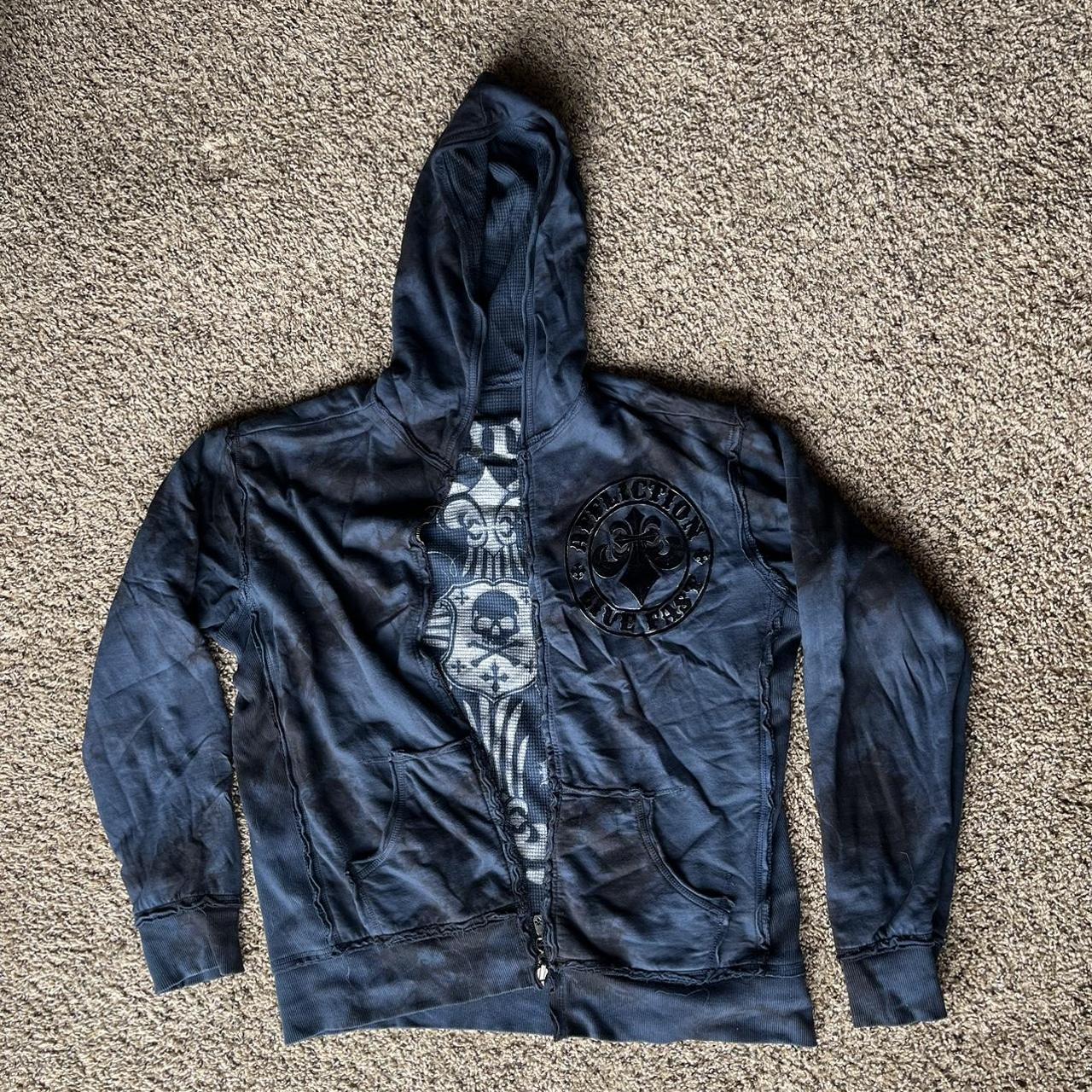 Affliction Reversible Live Fast Zip Up Hoodie L Depop