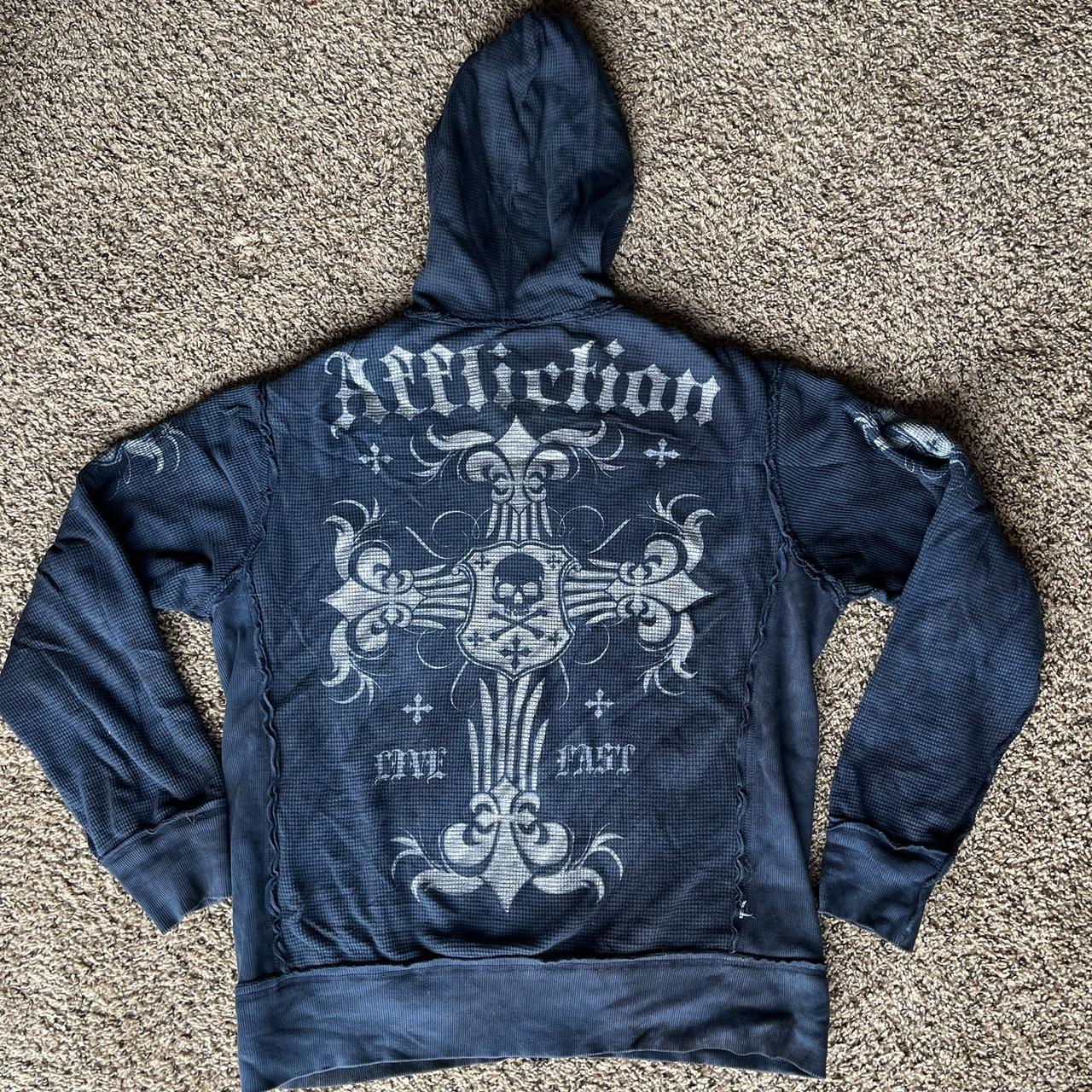 Affliction Reversible “Live Fast” Zip Up Hoodie - L