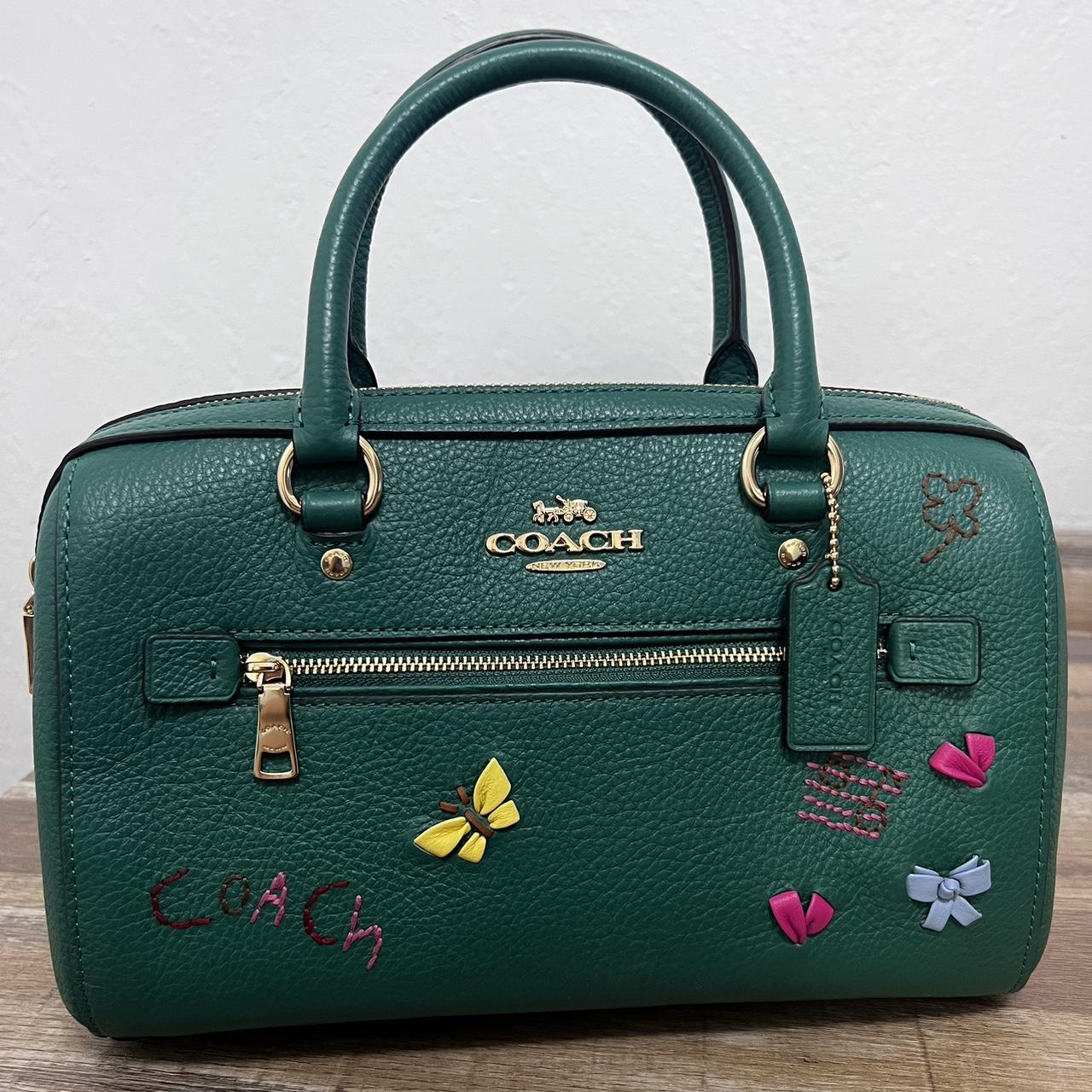 Coach C8280 Rowan Satchel With Diary Embroidery In Green Multi 