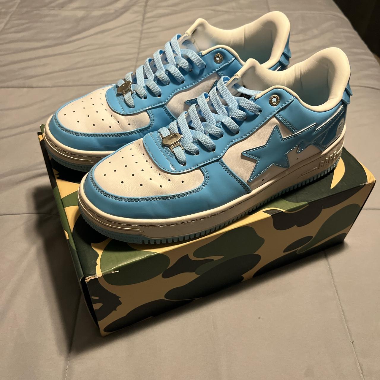 BAPE Men's Blue and White Trainers | Depop