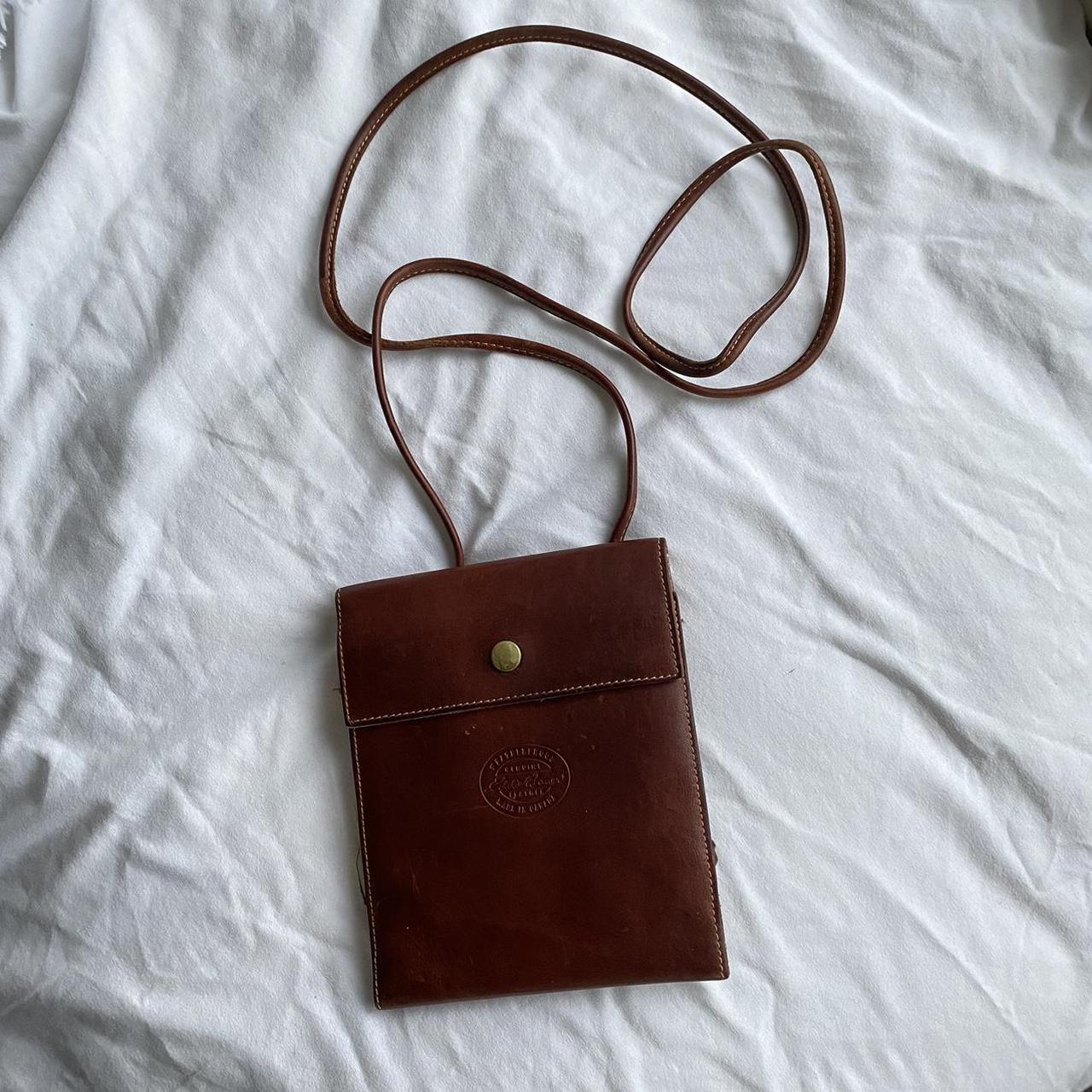  Mens Genuine Leather Crossbody Phone Bag, Vintage