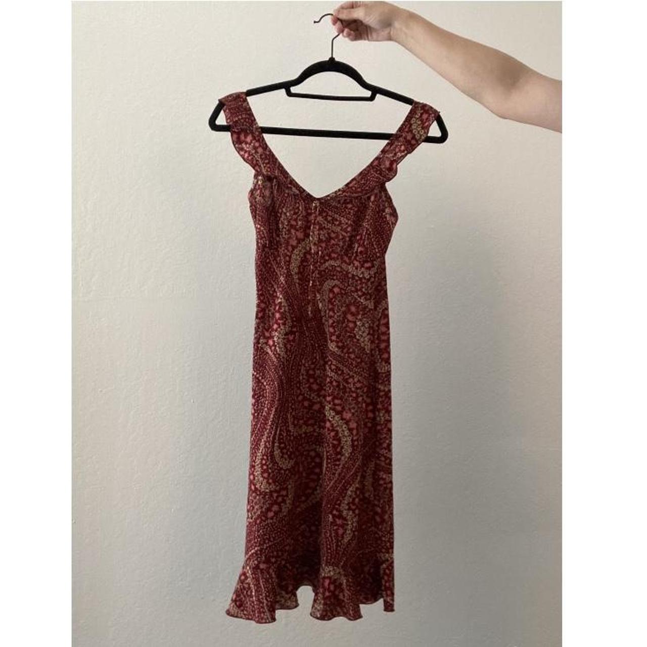 Papaya Women's Burgundy and Red Dress Depop