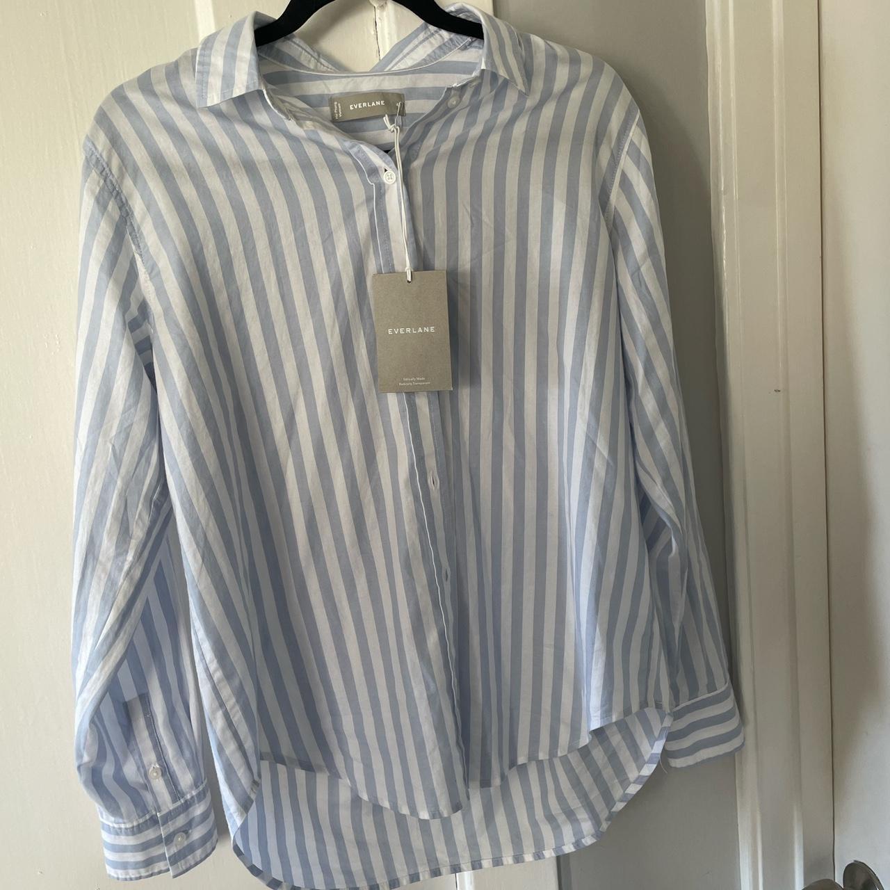 Everlane Striped Shirt Long Sleeve Button Front Blue selling White Size XS