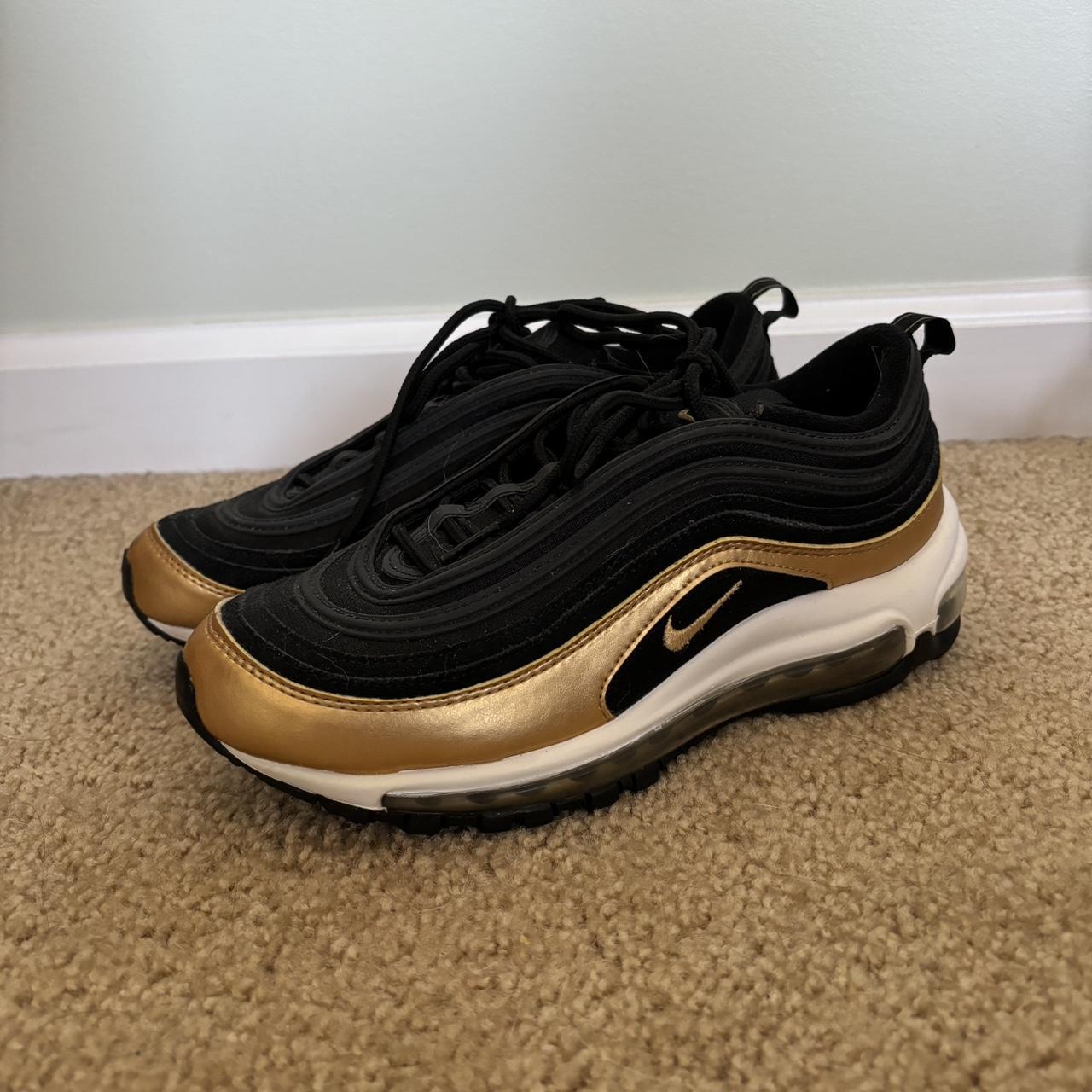 Nike Air Max 97 Color black metallic gold Size 6Y Depop