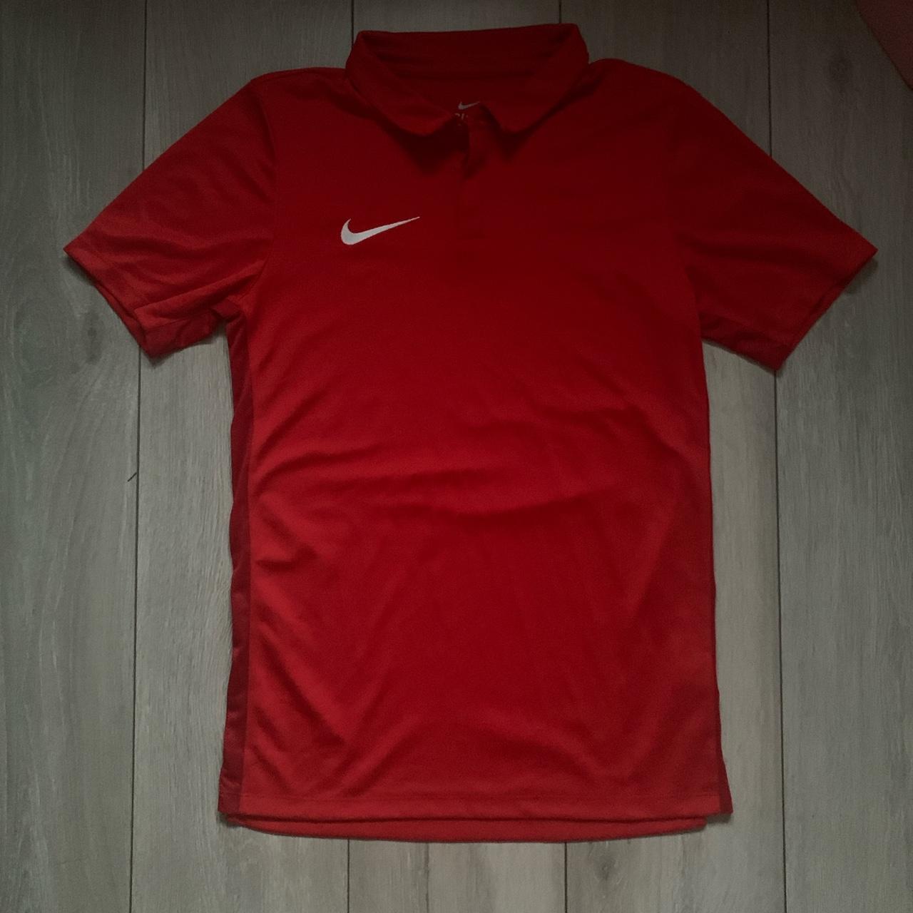 nike dri fit, nike red t-shirt worn a few times but... - Depop