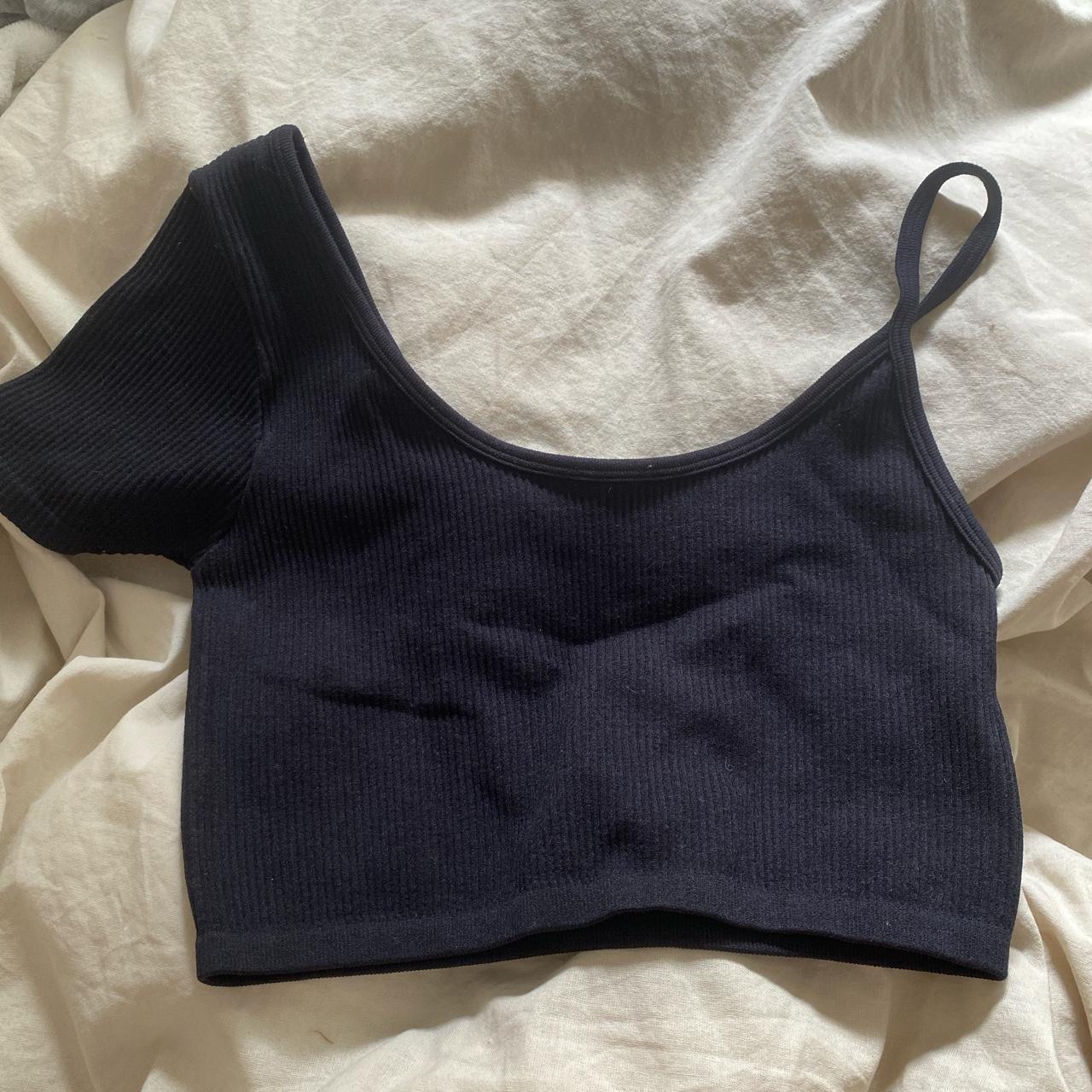 Black ribbed Zara crop top🖤 Size-XS🖤 Never worn🖤 - Depop