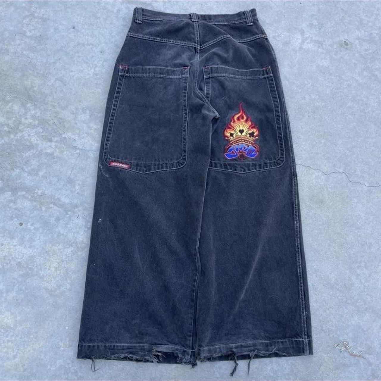 Vintage JNCO Jeans Black, Rare Flaming Spade 26