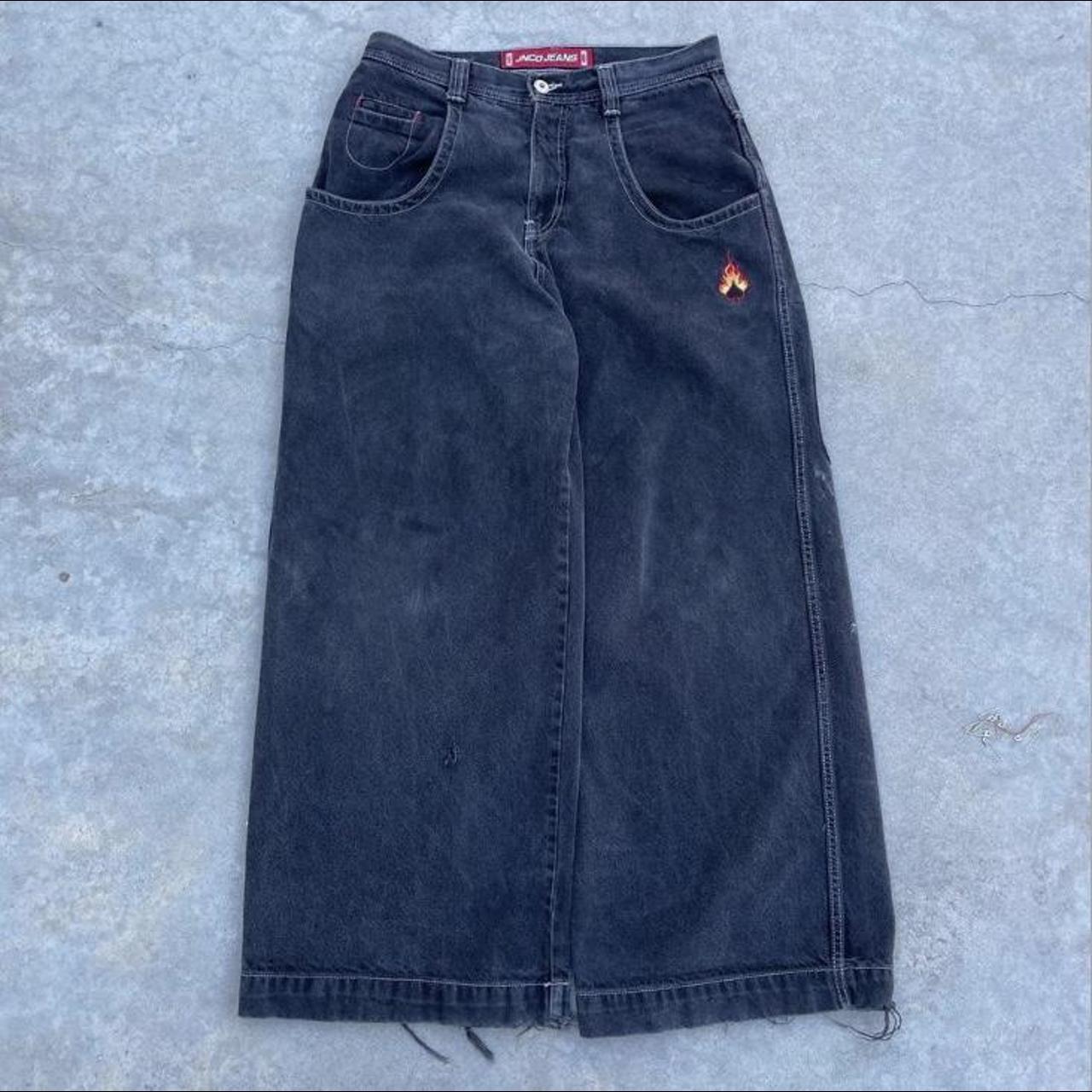 Vintage JNCO Jeans Black, Rare Flaming Spade 26