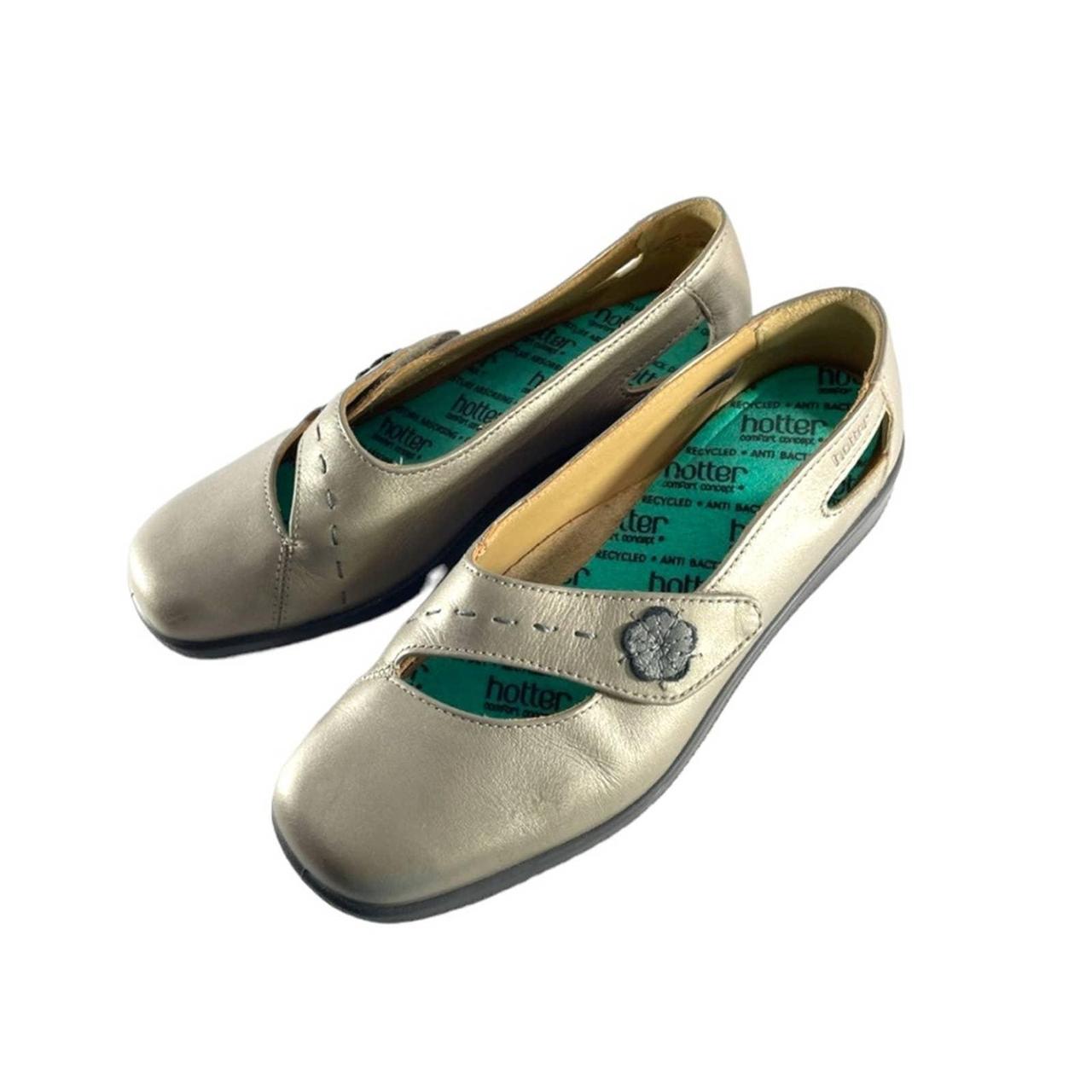 HOTTER light frosted silver leather ballet flats... Depop