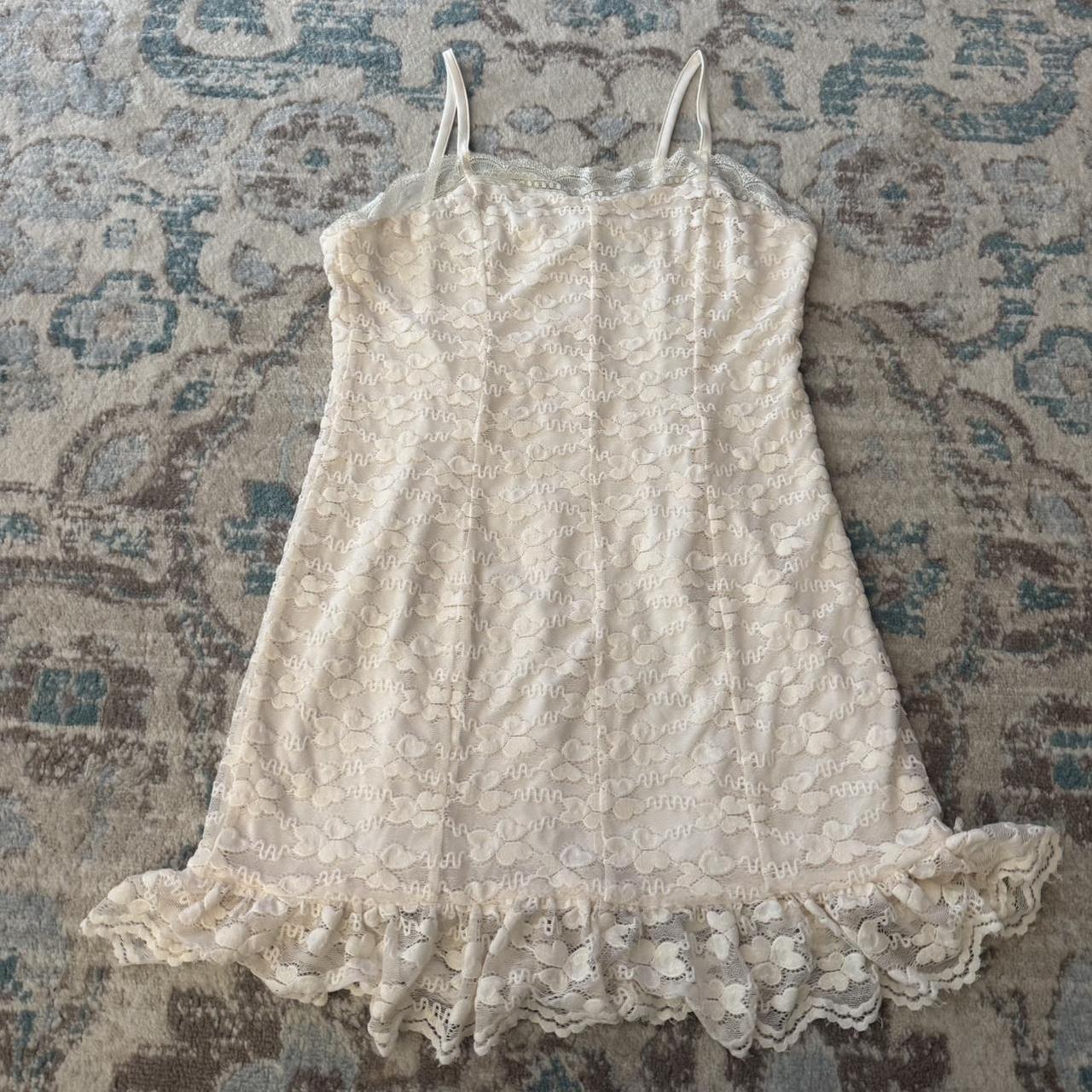 Cider Women's Slip Dress White/Cream L – White lace mini slip