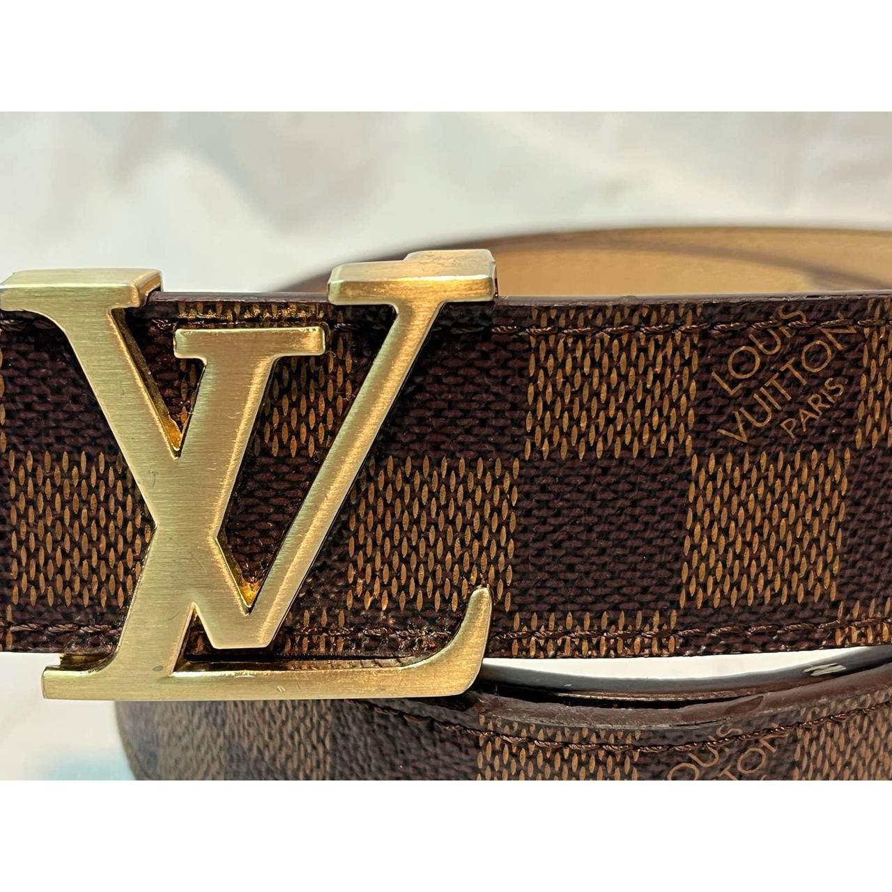 Louis Vuitton black buckle, brown plaid size 32 - Depop