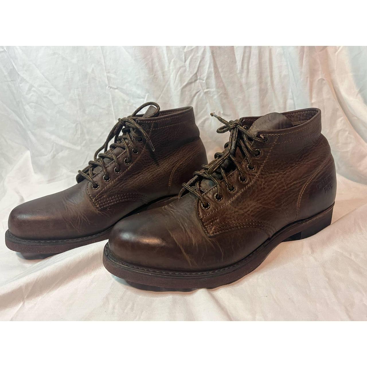 Frye prison outlet boot dark brown