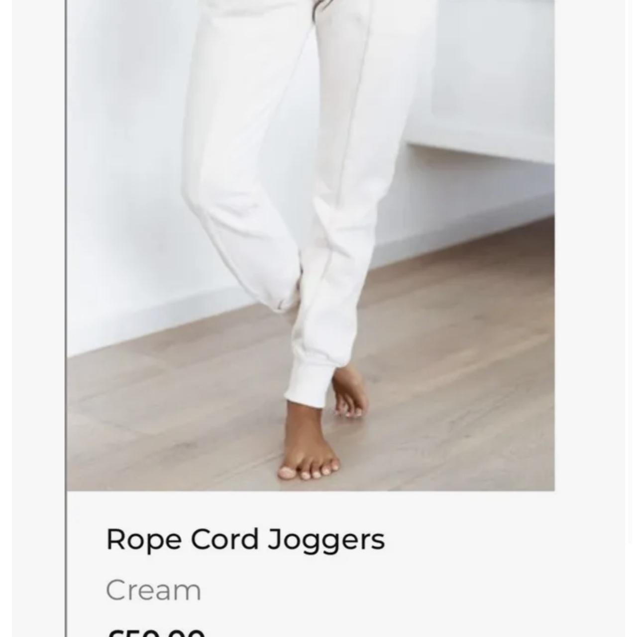 LOUNGE APPAREL ROPE CORD JOGGERS IN CREAM tried on... Depop
