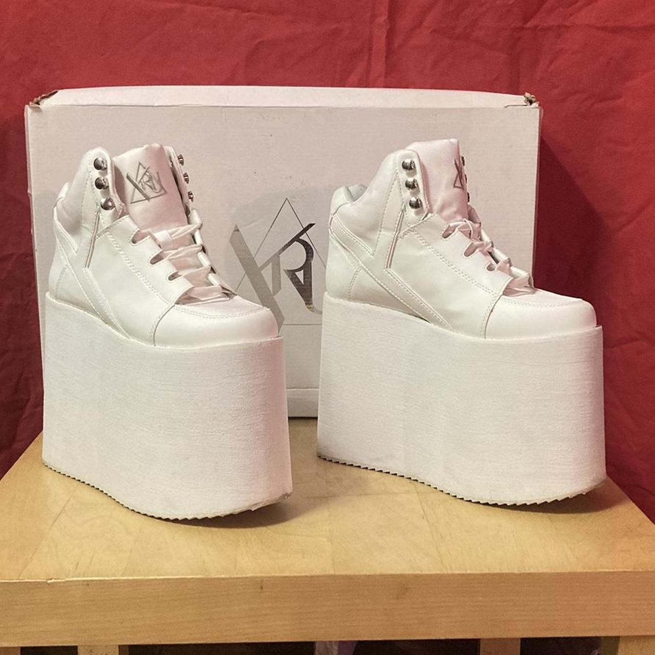 Y.R.U White Qozmo Sky Hi Platform Sneakers Faux... - Depop