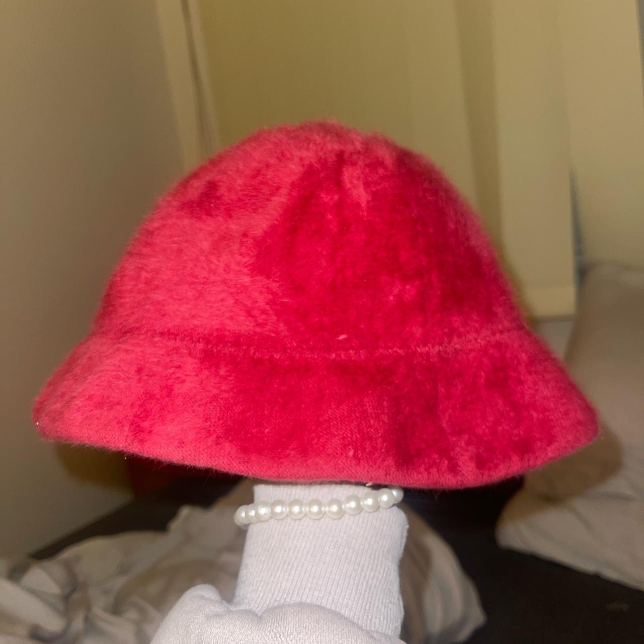 fluffy red kangol bucket hat Depop