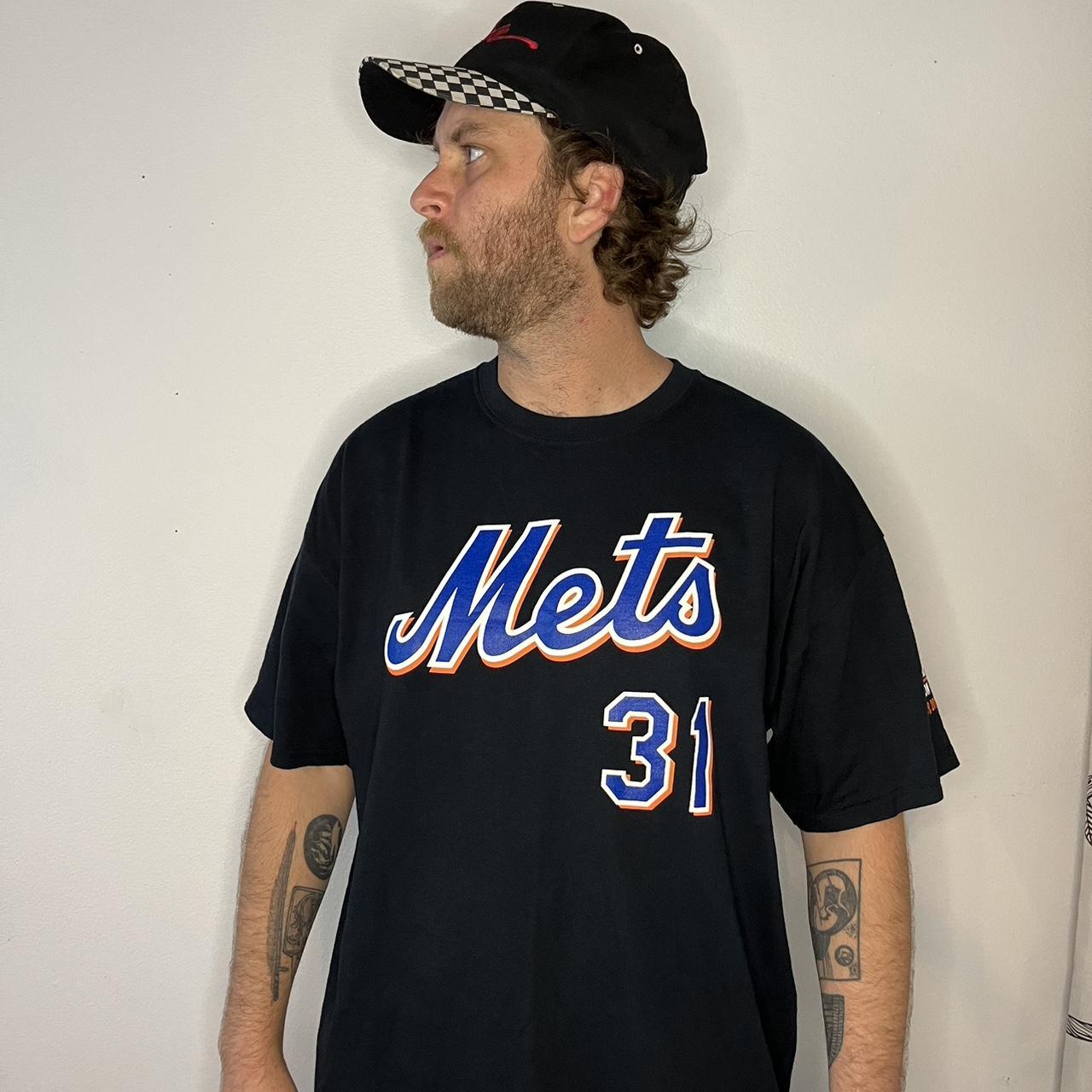 Majestic, Shirts, Mike Piazza Black Majestic Mets Jersey Size Xl