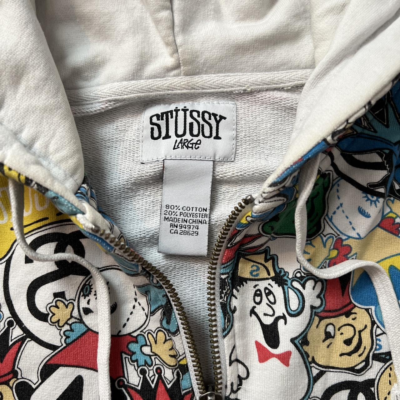 CRAZY Y2K Stussy All Over Print Zip Up Hoodie Price - Depop