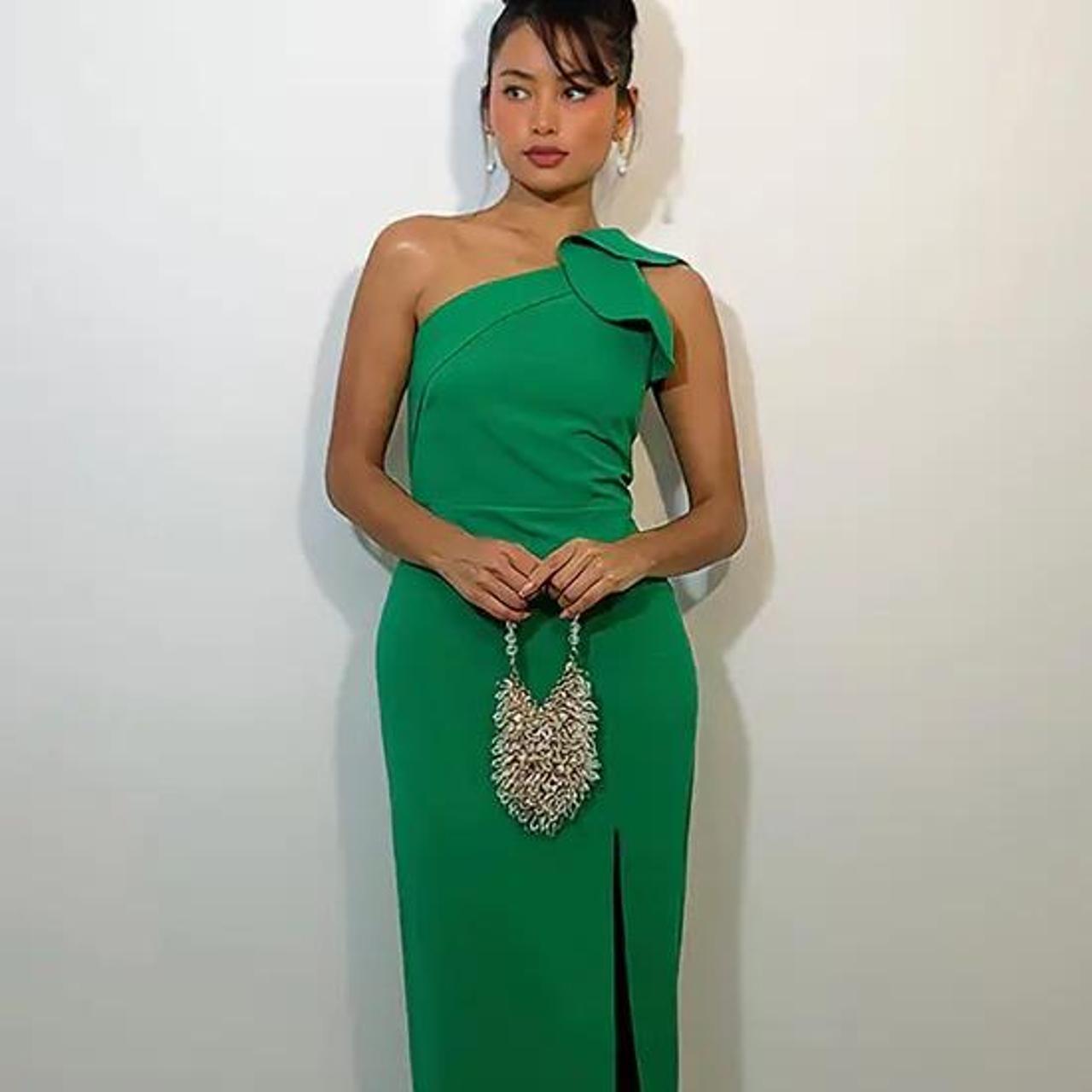 Vesper ‘Priscilla’ green one shoulder maxi... Depop