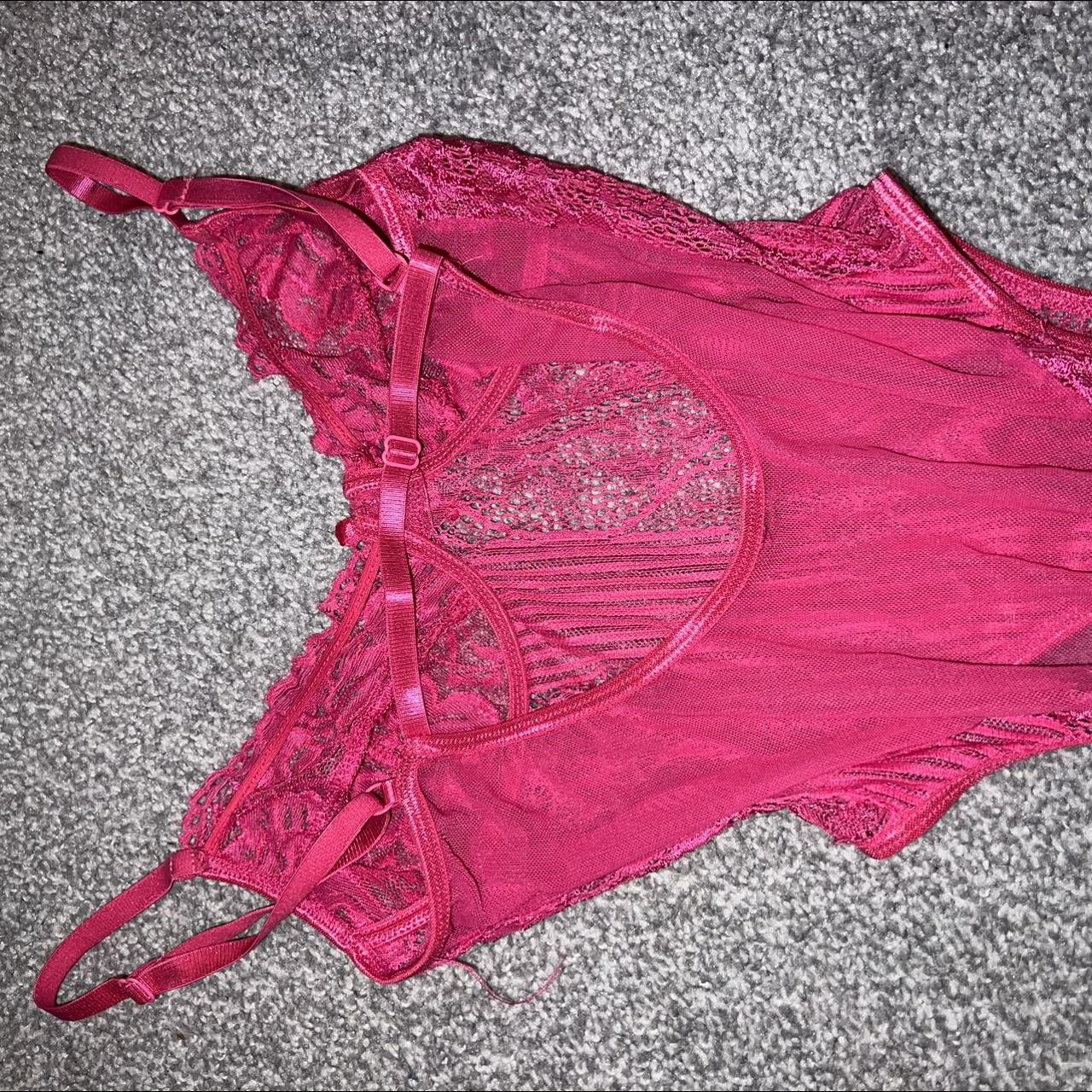 Hot pink lace bodysuit Pretty little thing Label cut... - Depop