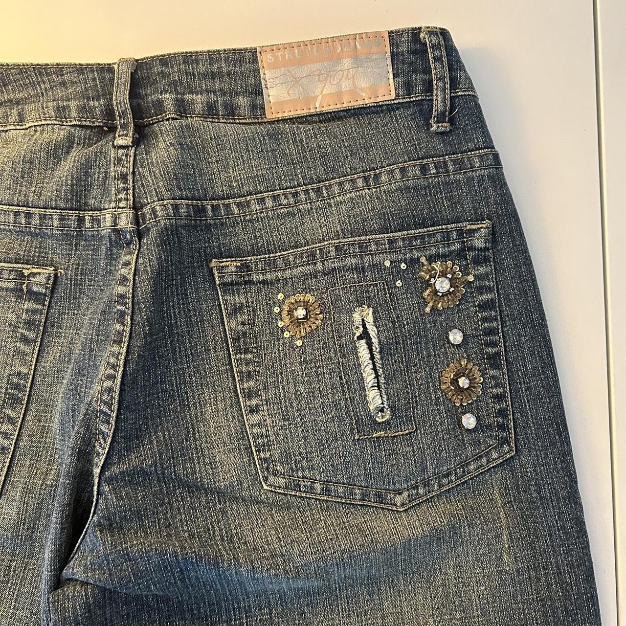 sexy y2k gold beaded denim low rise jeans -this... - Depop