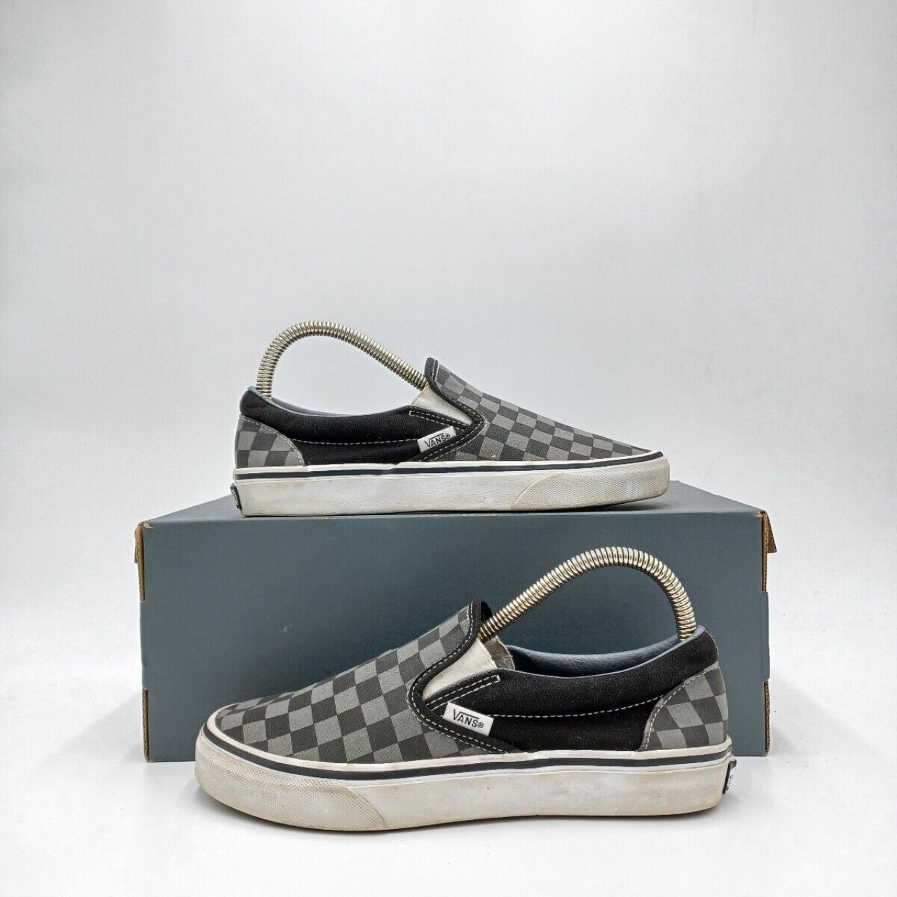 Vans grey checkered on sale shoes