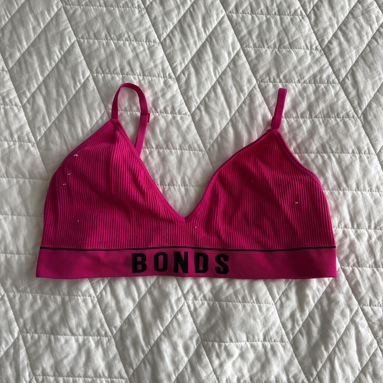 Bonds Women's Pink and Black Bra | Depop