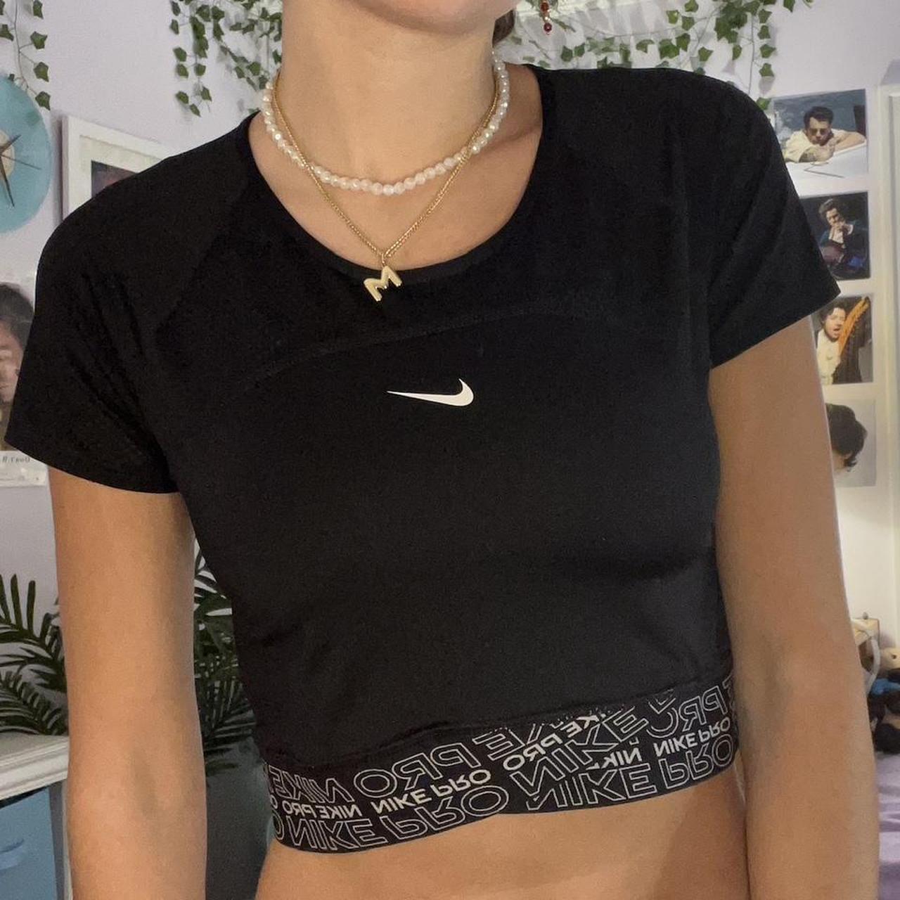 Nike black choker crop top online