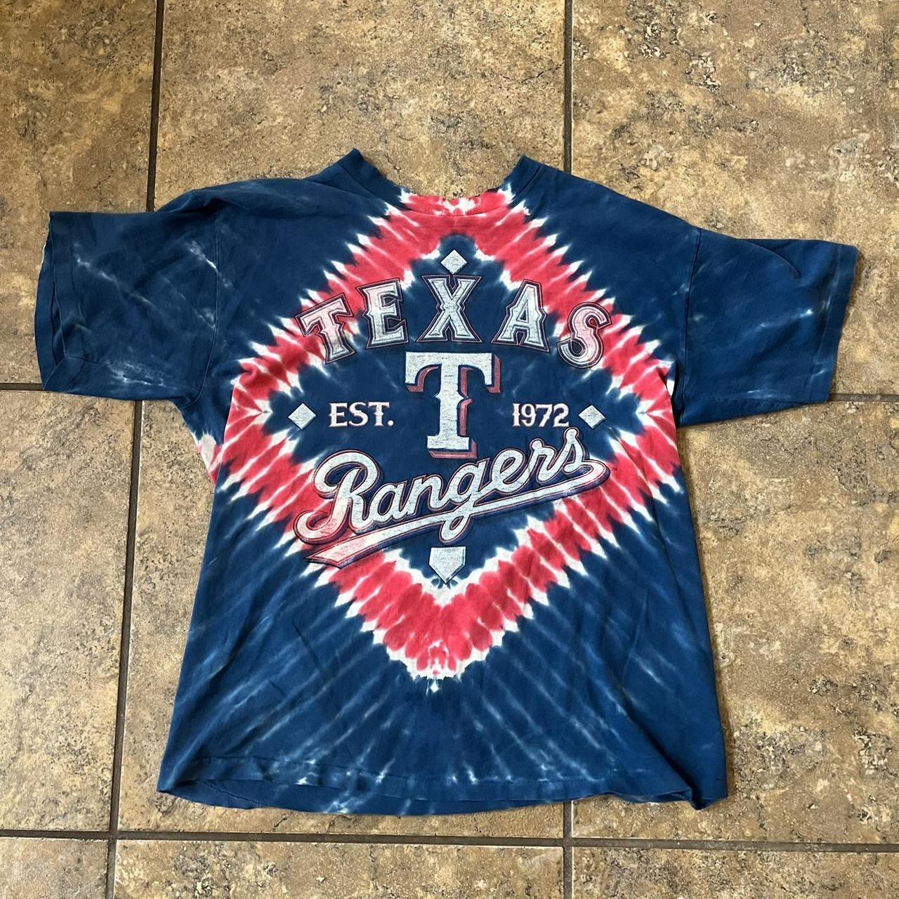 Vintage Single Stitch Tie-Dye Texas Rangers Tee Size... - Depop