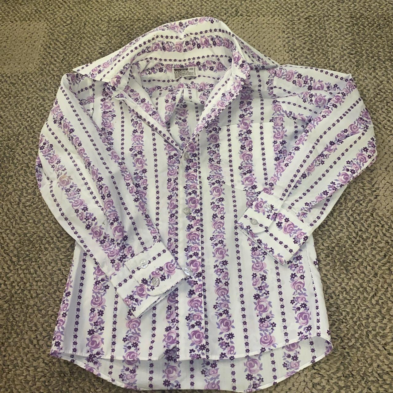 Purple and White Blouse
