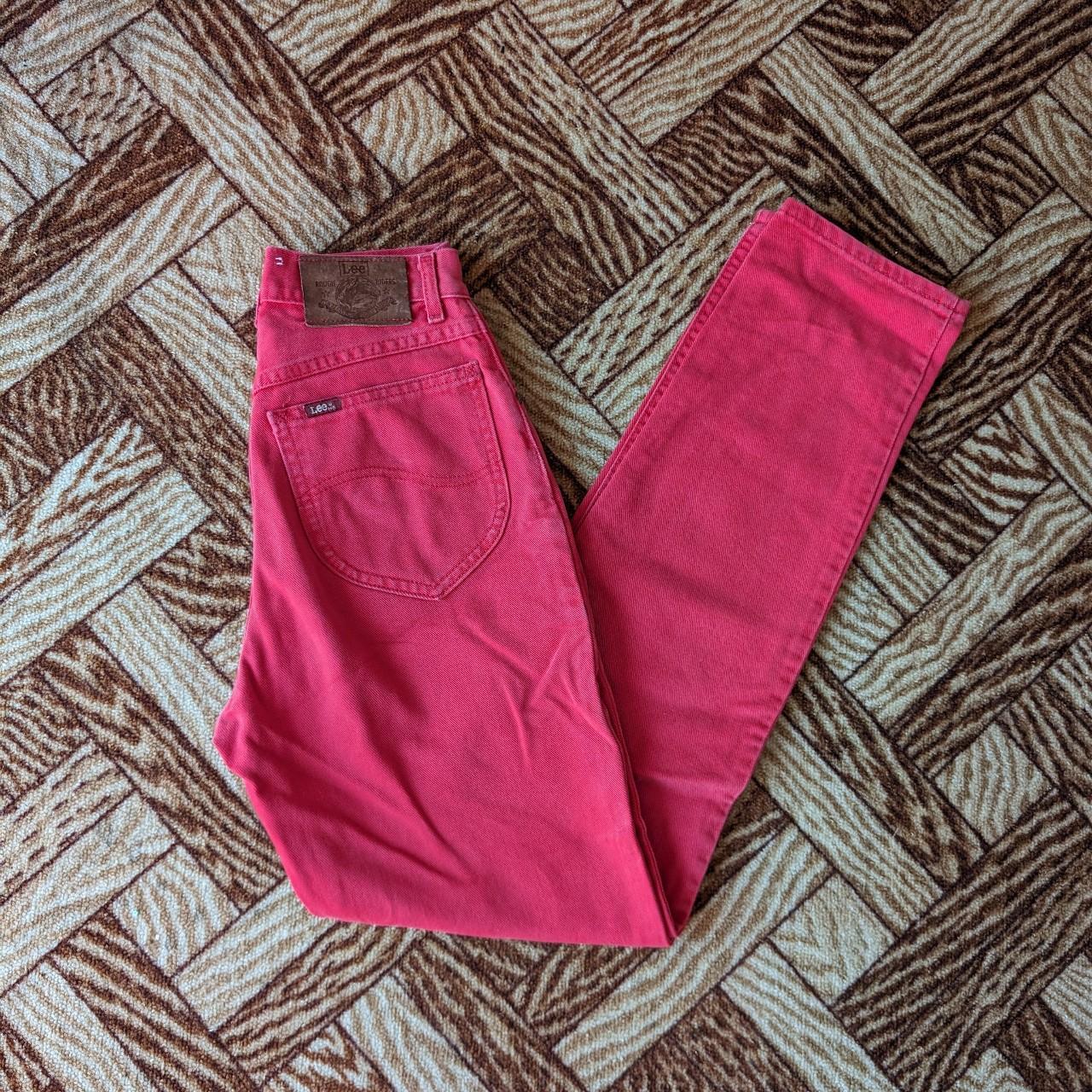 Vintage Lee Rough Riders High Waisted Slim Red Denim. Depop