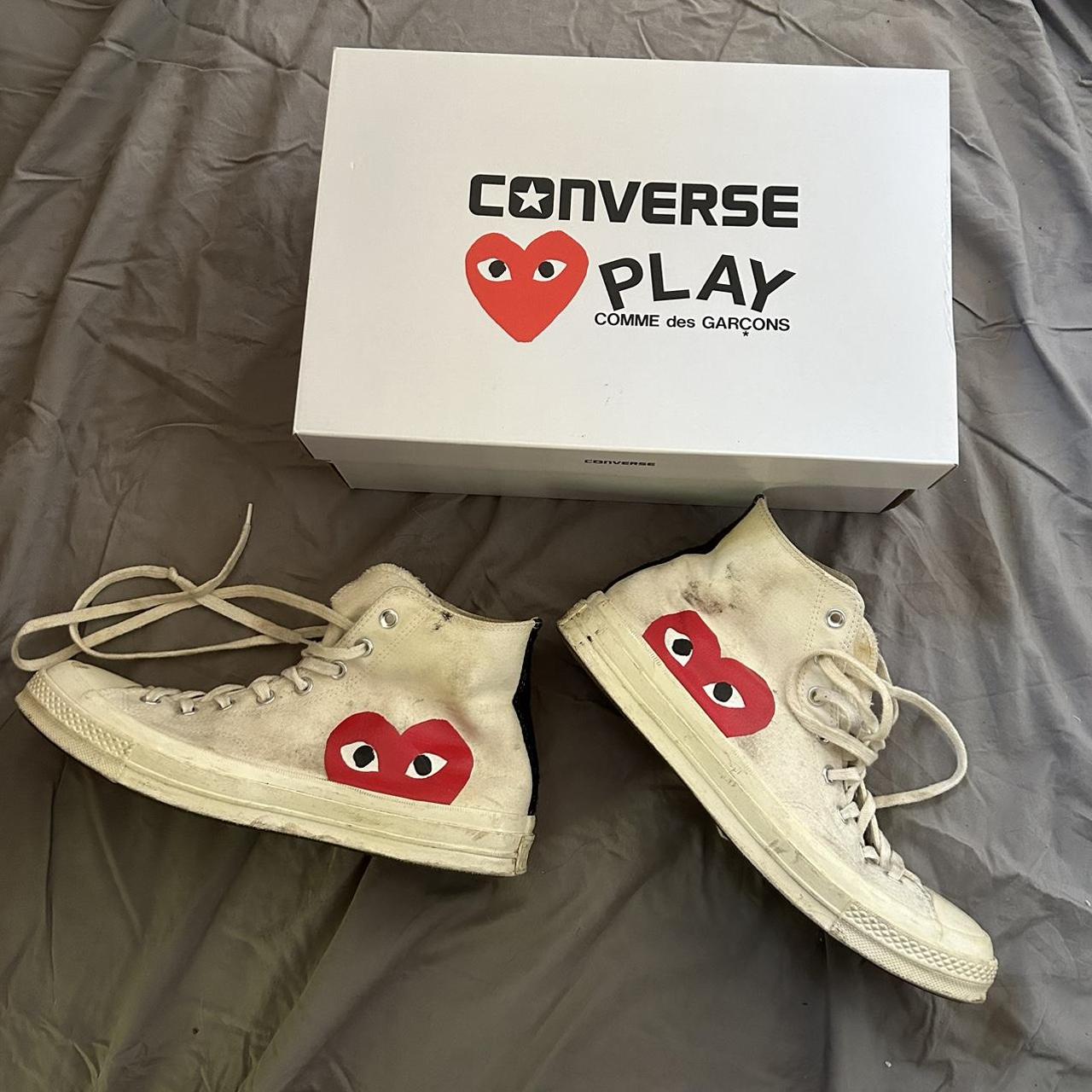 CDG Converse High Top Cream - Size 11 Bought from... - Depop