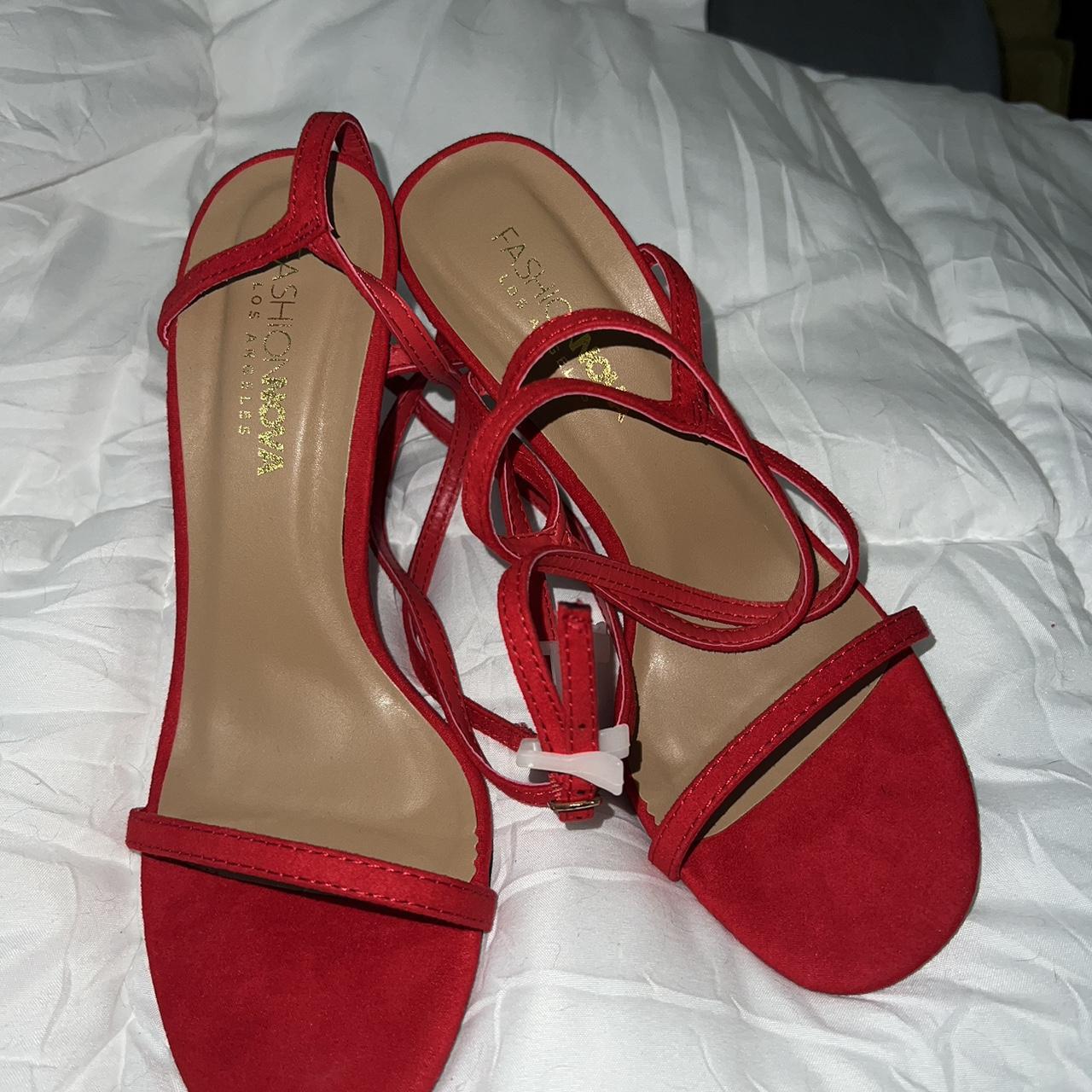 FASHION NOVA - red strappy heels *BRAND NEW* Size :... - Depop