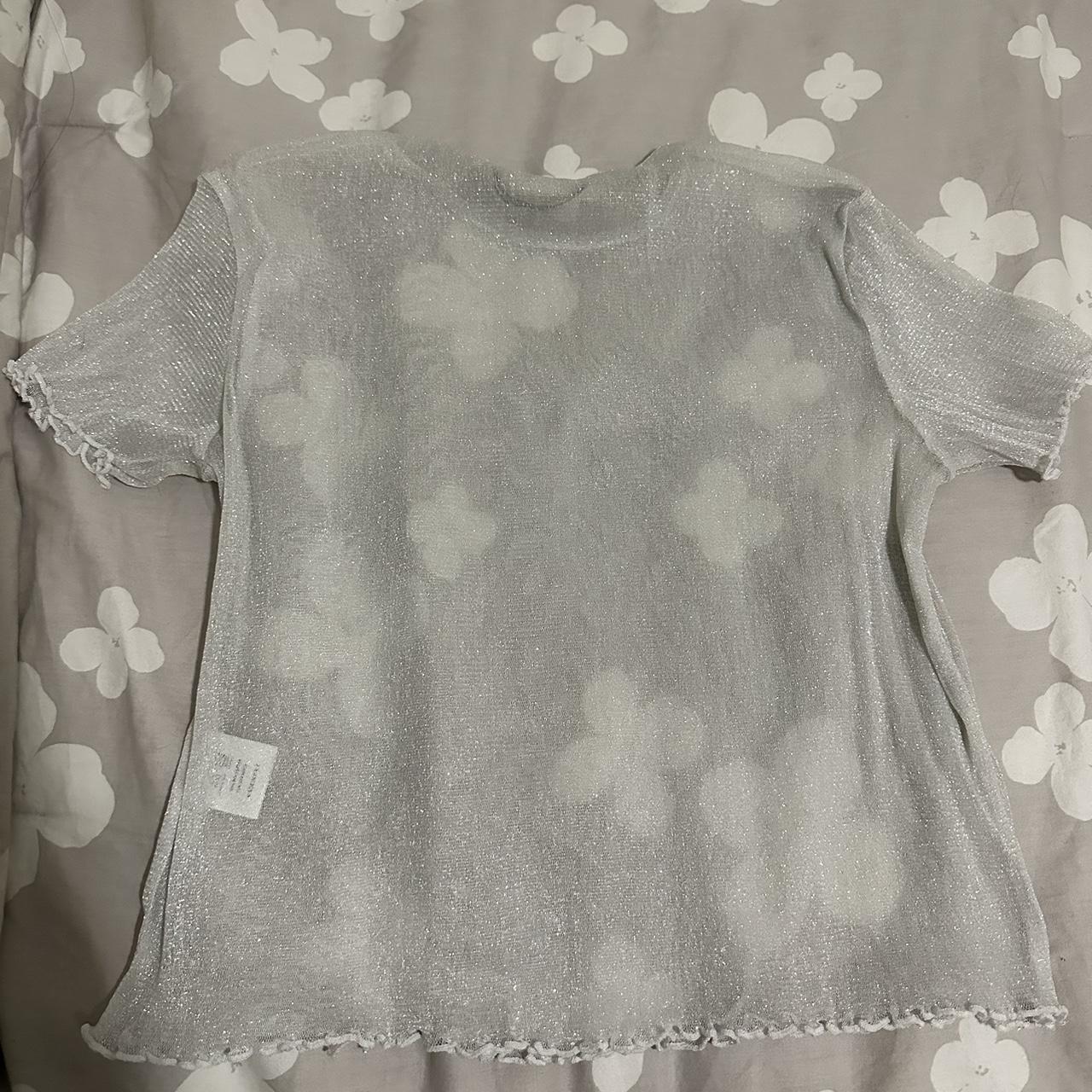 white sheer brandy melville top very stretchy so... - Depop