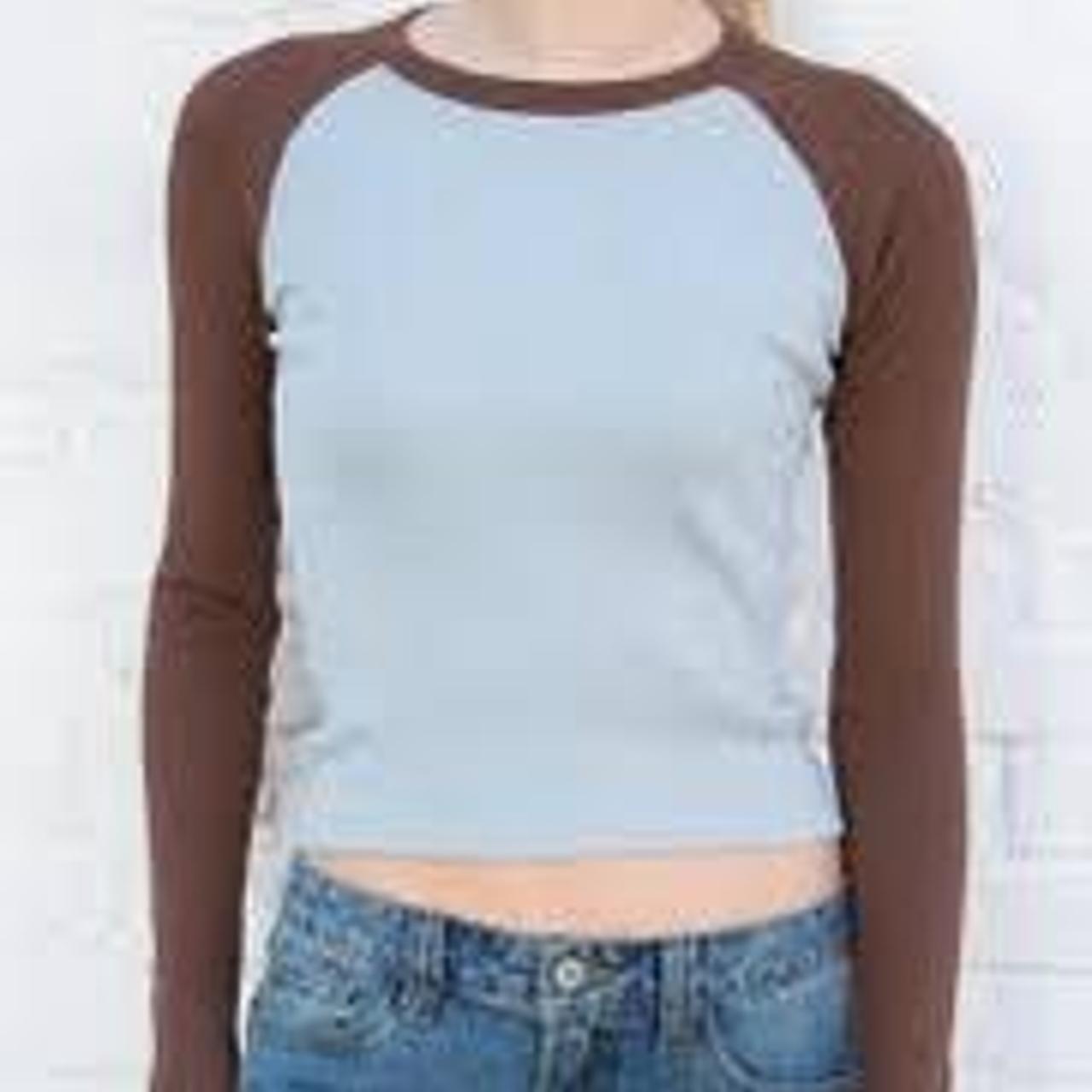 Brandy Melville Women's Blue and Brown Shirt Depop